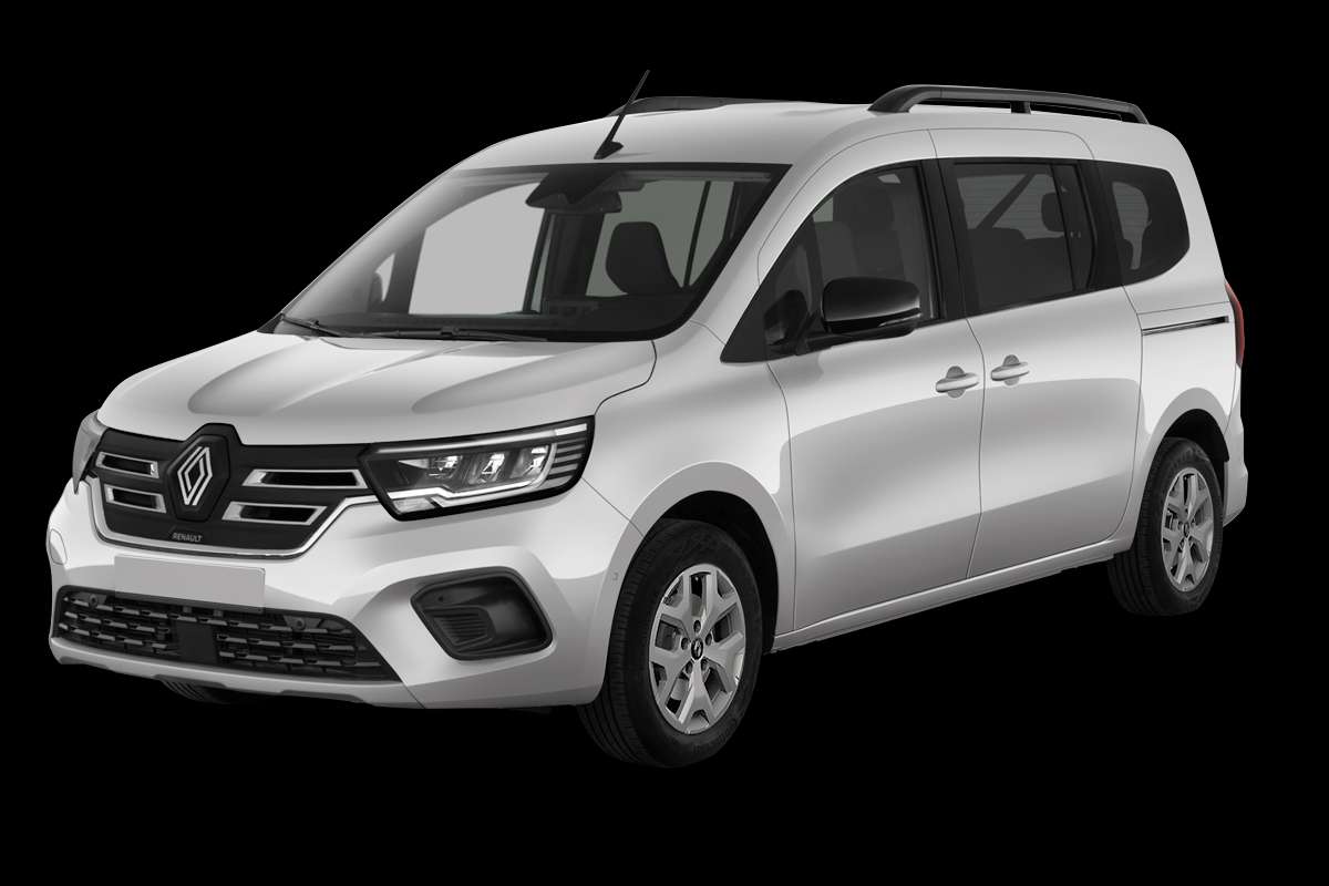 Schräge Frontansicht eines Renault Grand Kangoo, freigestellt