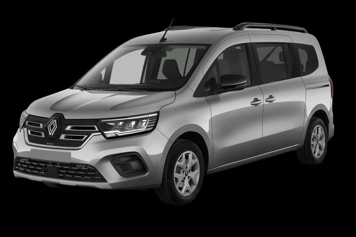 Schräge Frontansicht eines Renault Grand Kangoo, freigestellt