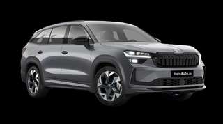 Schräge Frontansicht auf einen Skoda Kodiaq Sportline, freigestellt