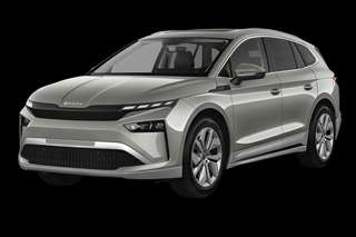 Schräge Frontansicht auf einen Skoda Enyaq Selection, freigestellt