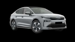 Schräge Frontansicht auf einen Skoda Enyaq Coupé Sportline, freigestellt