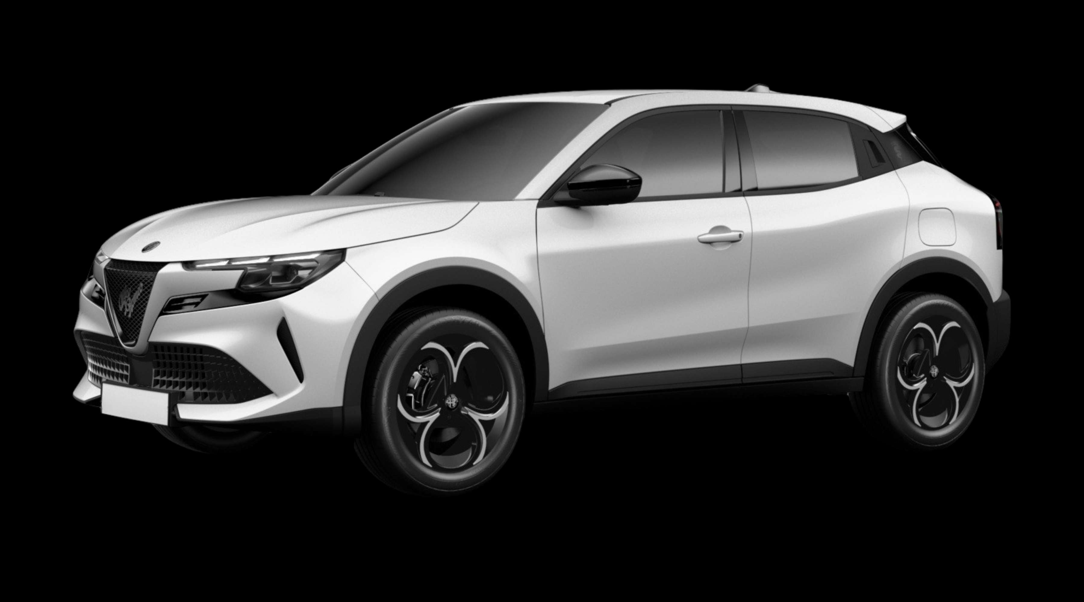 Schräge Frontansicht eines Alfa Romeo Junior, freigestellt