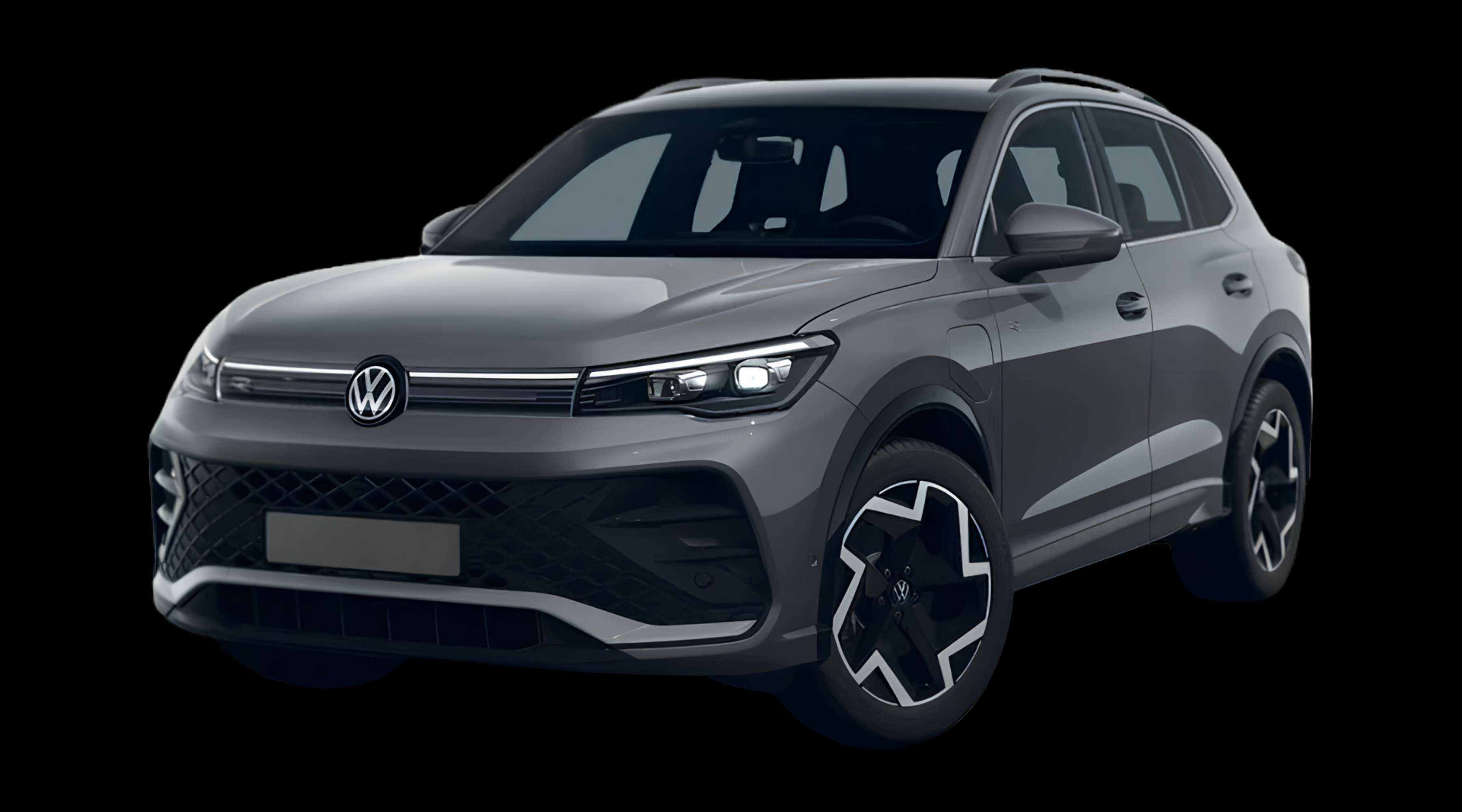 Schräge Frontansicht eines Volkswagen Tiguan, freigestellt