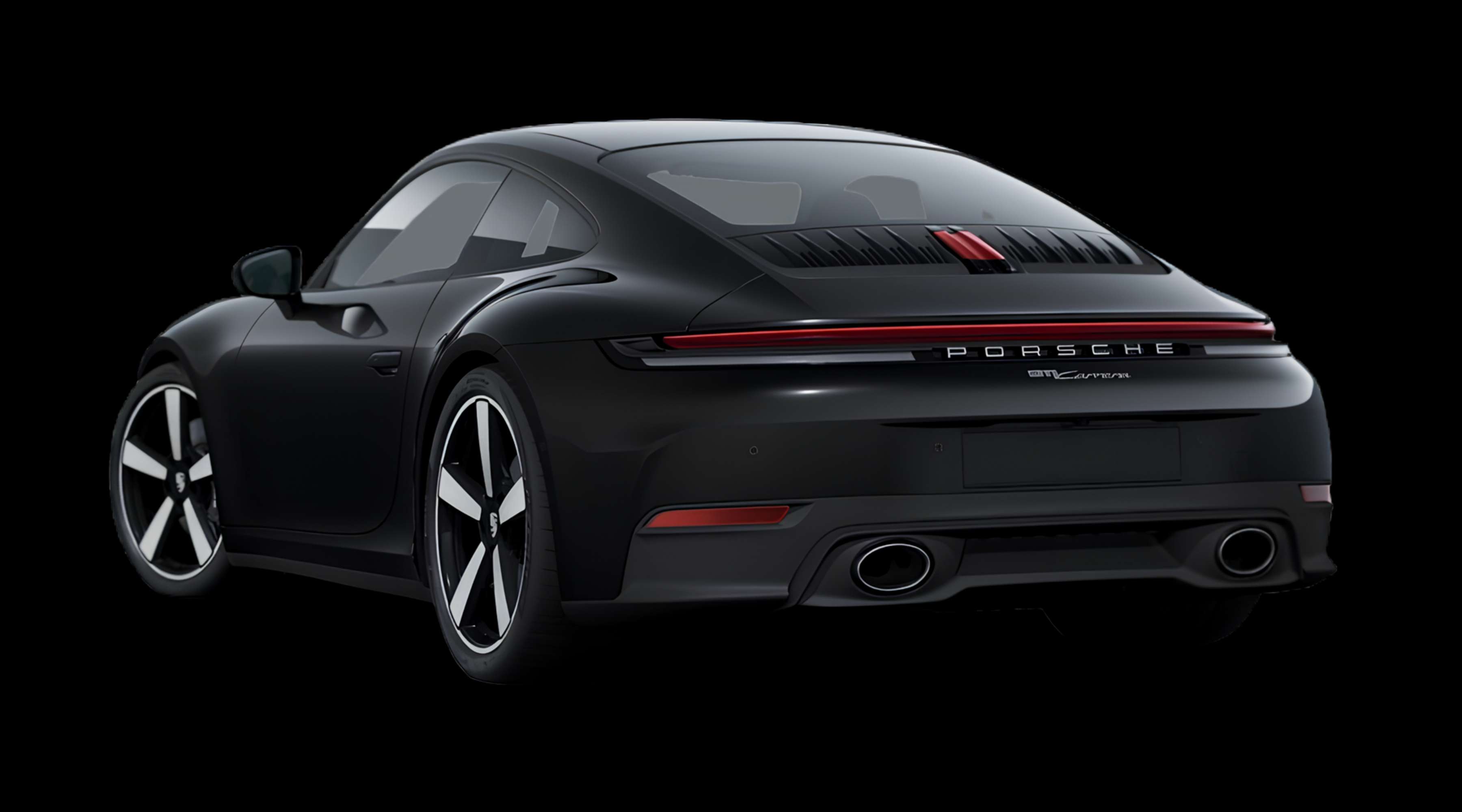 Schräge Heckansicht eines Porsche 911, freigestellt