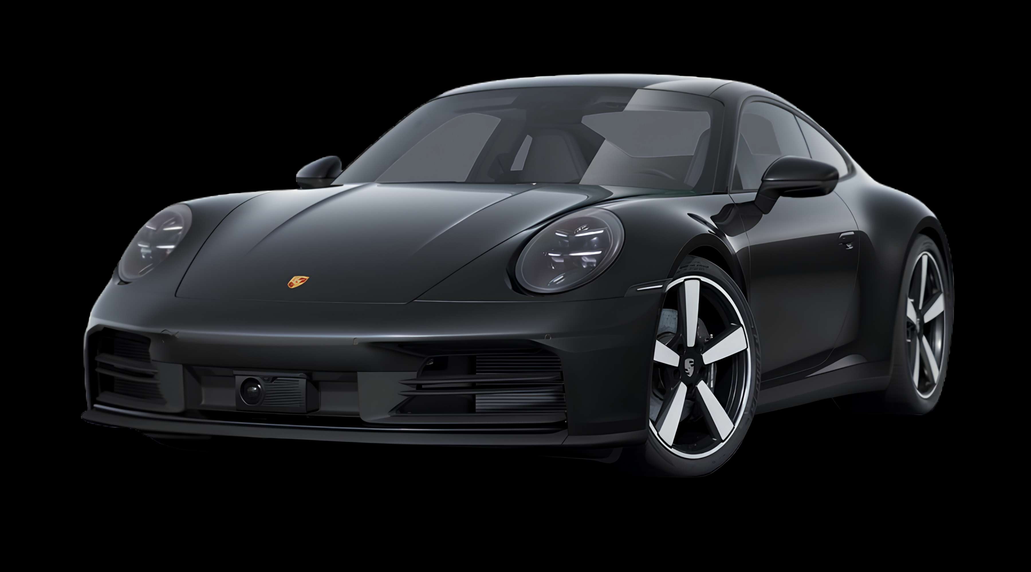 Schräge Frontansicht eines Porsche 911, freigestellt