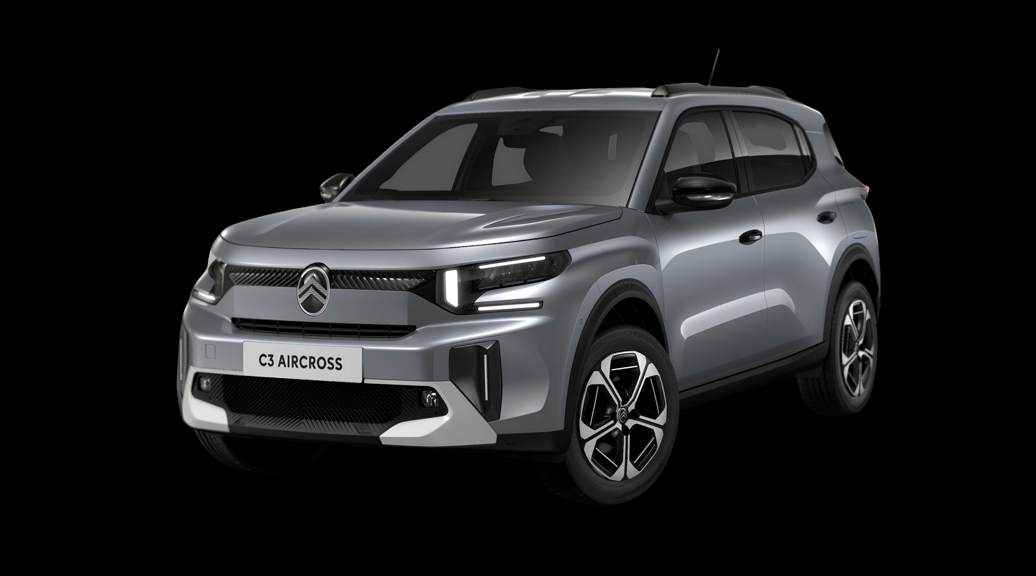 Schräge Frontansicht eines Citroën C3 Aircross, freigestellt