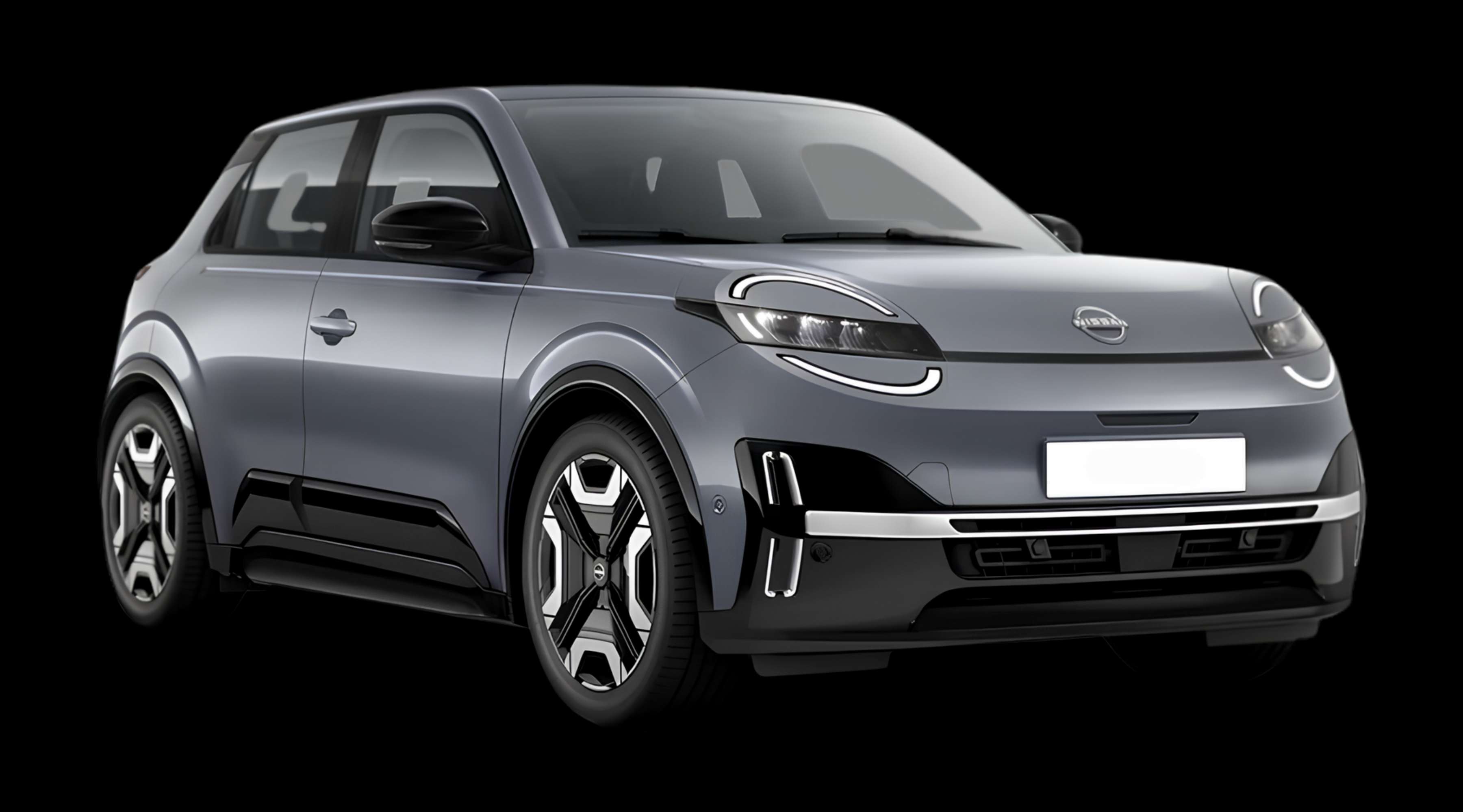 Schräge Frontansicht eines Nissan Micra, freigestellt