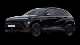 Schräge Frontansicht auf einen Hyundai Kona Elektro Trend, freigestellt