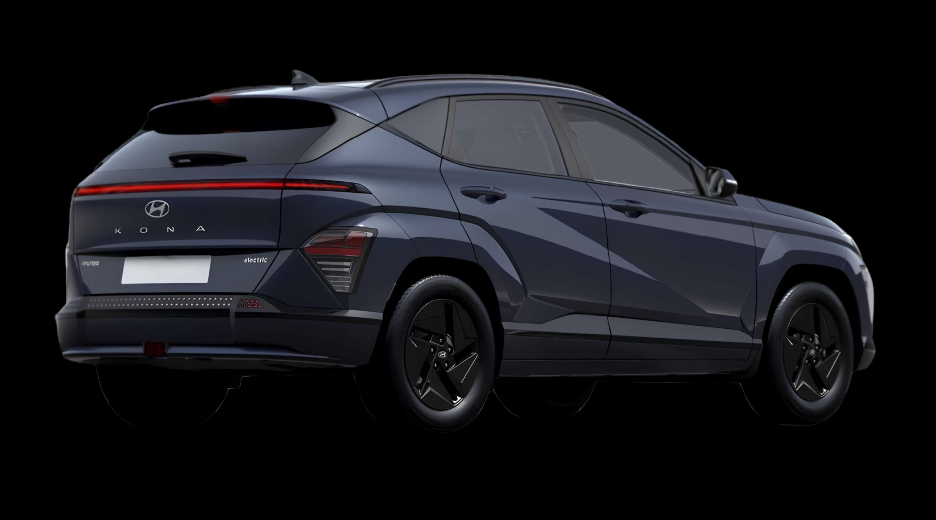 Schräge Heckansicht eines Hyundai Kona Elektro, freigestellt