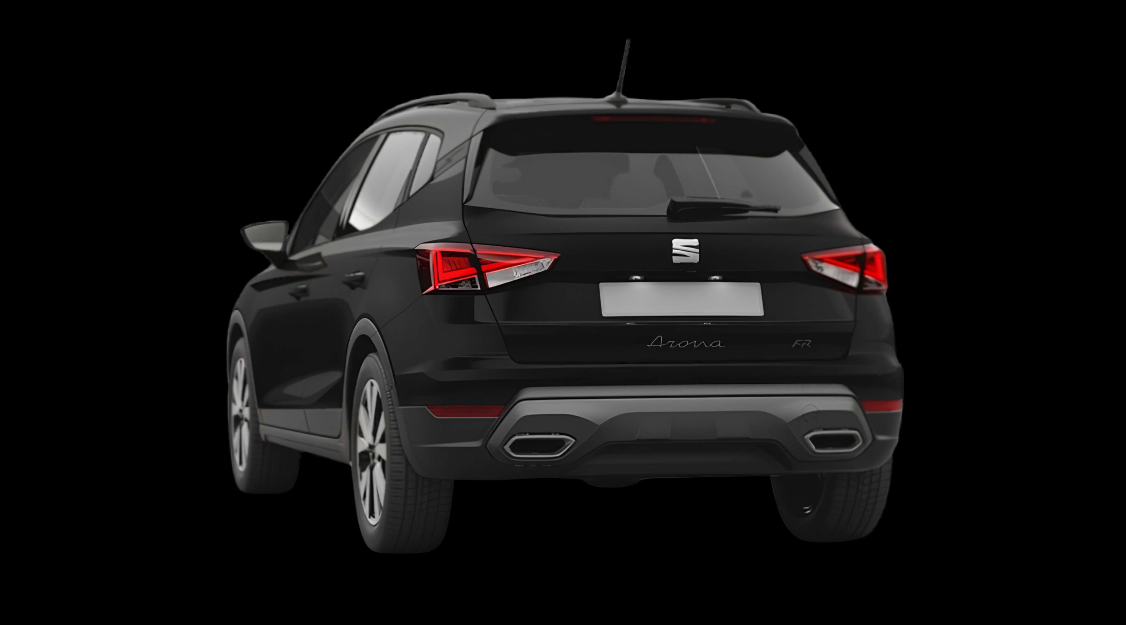 Schräge Heckansicht eines SEAT Arona, freigestellt