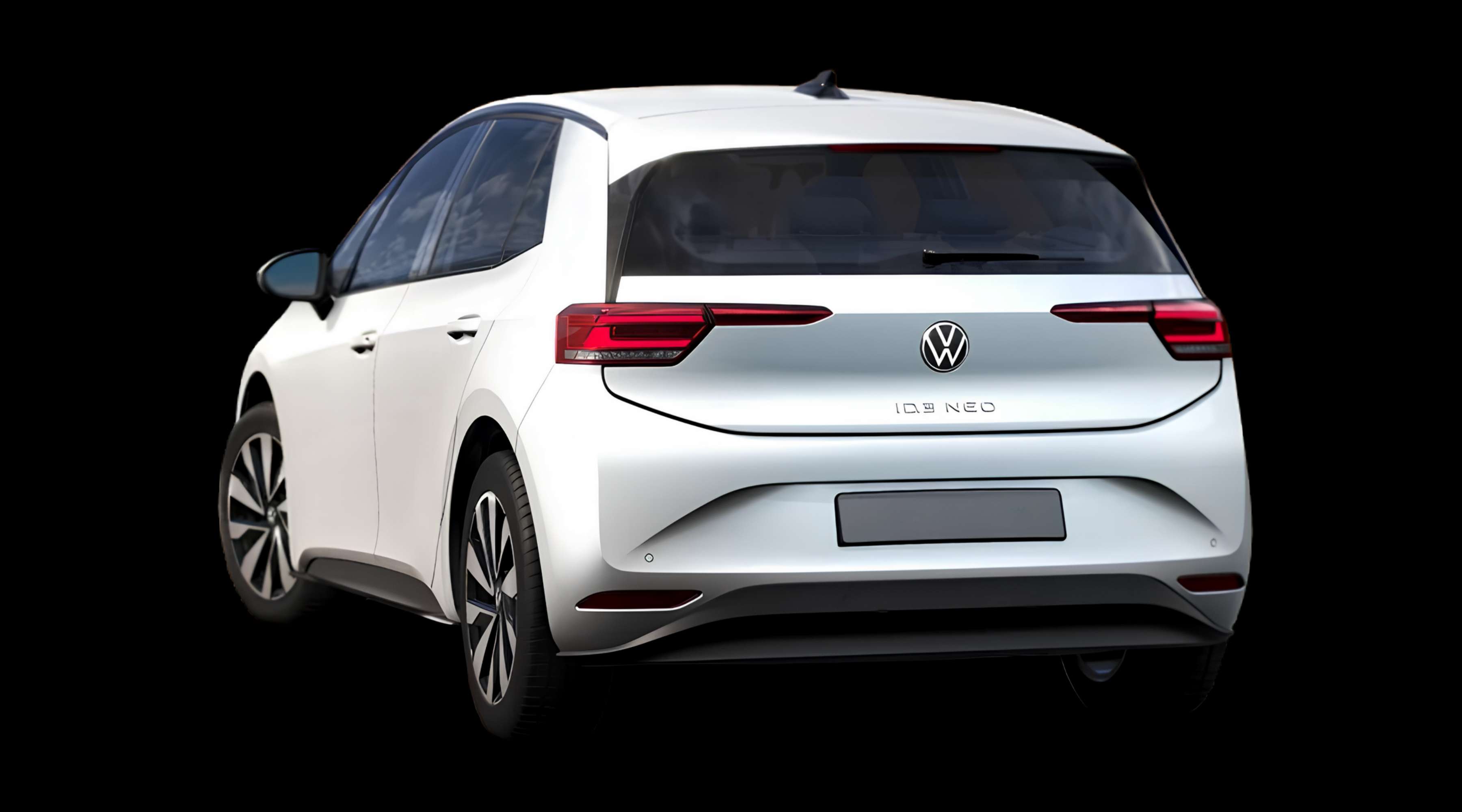Schräge Heckansicht eines Volkswagen ID.3 Neo, freigestellt