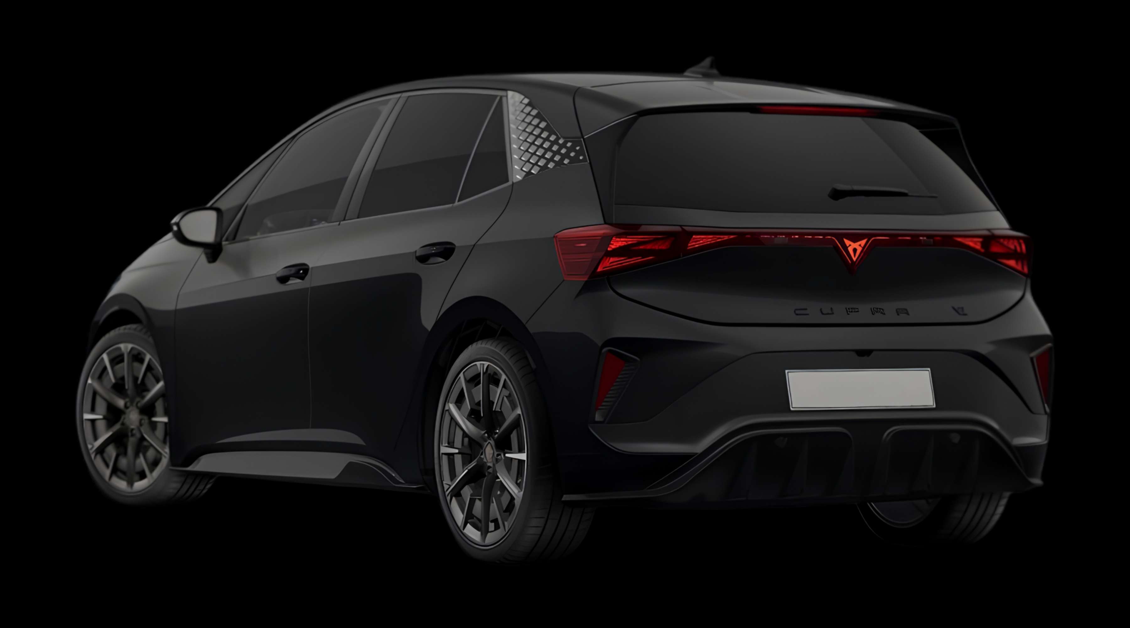 Schräge Heckansicht eines CUPRA Born, freigestellt