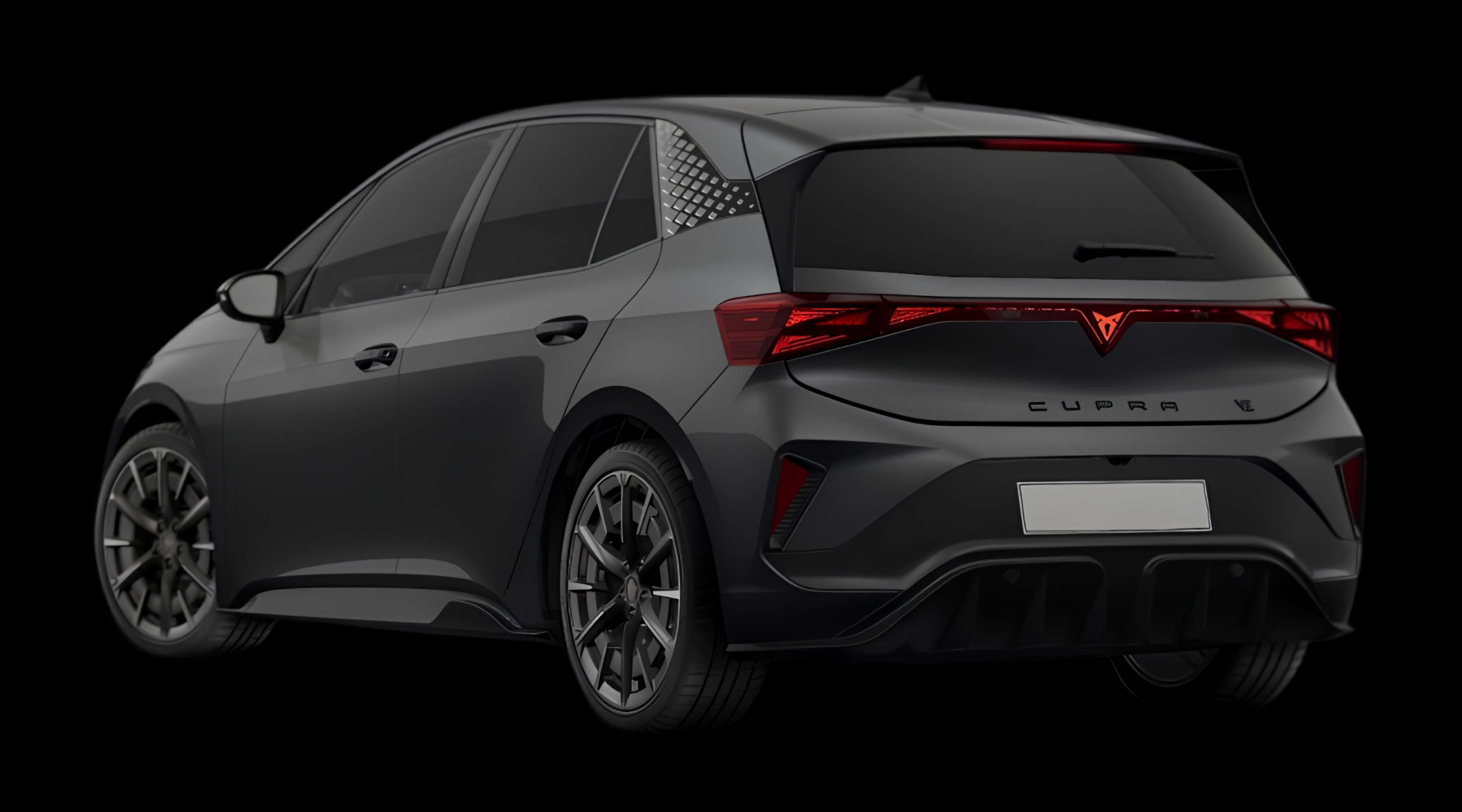 Schräge Heckansicht eines CUPRA Born, freigestellt