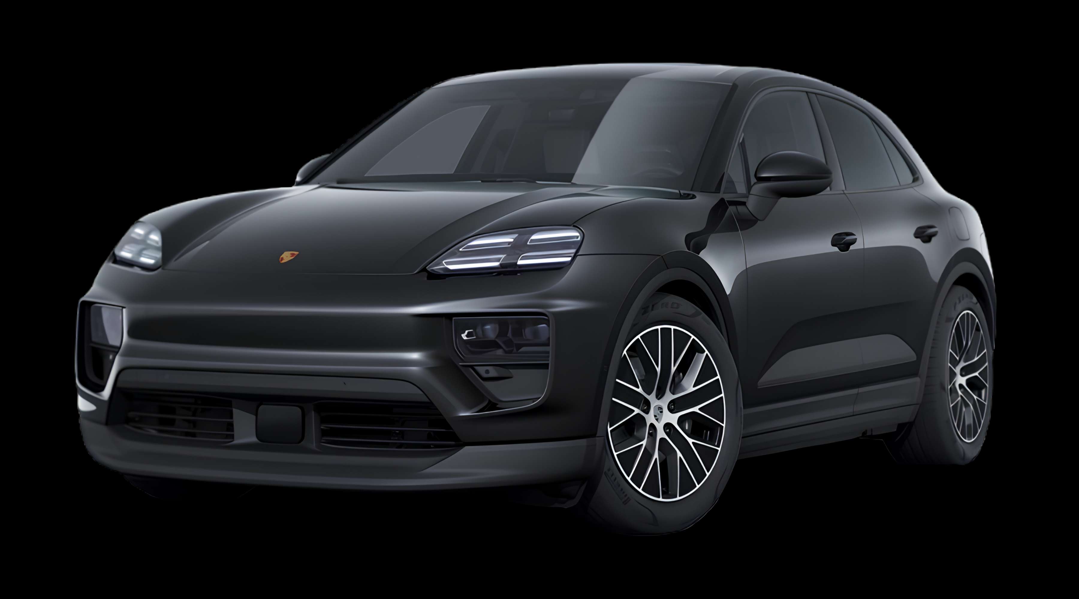 Schräge Frontansicht eines Porsche Macan, freigestellt