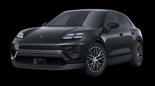 Schräge Frontansicht auf einen Porsche Macan , freigestellt