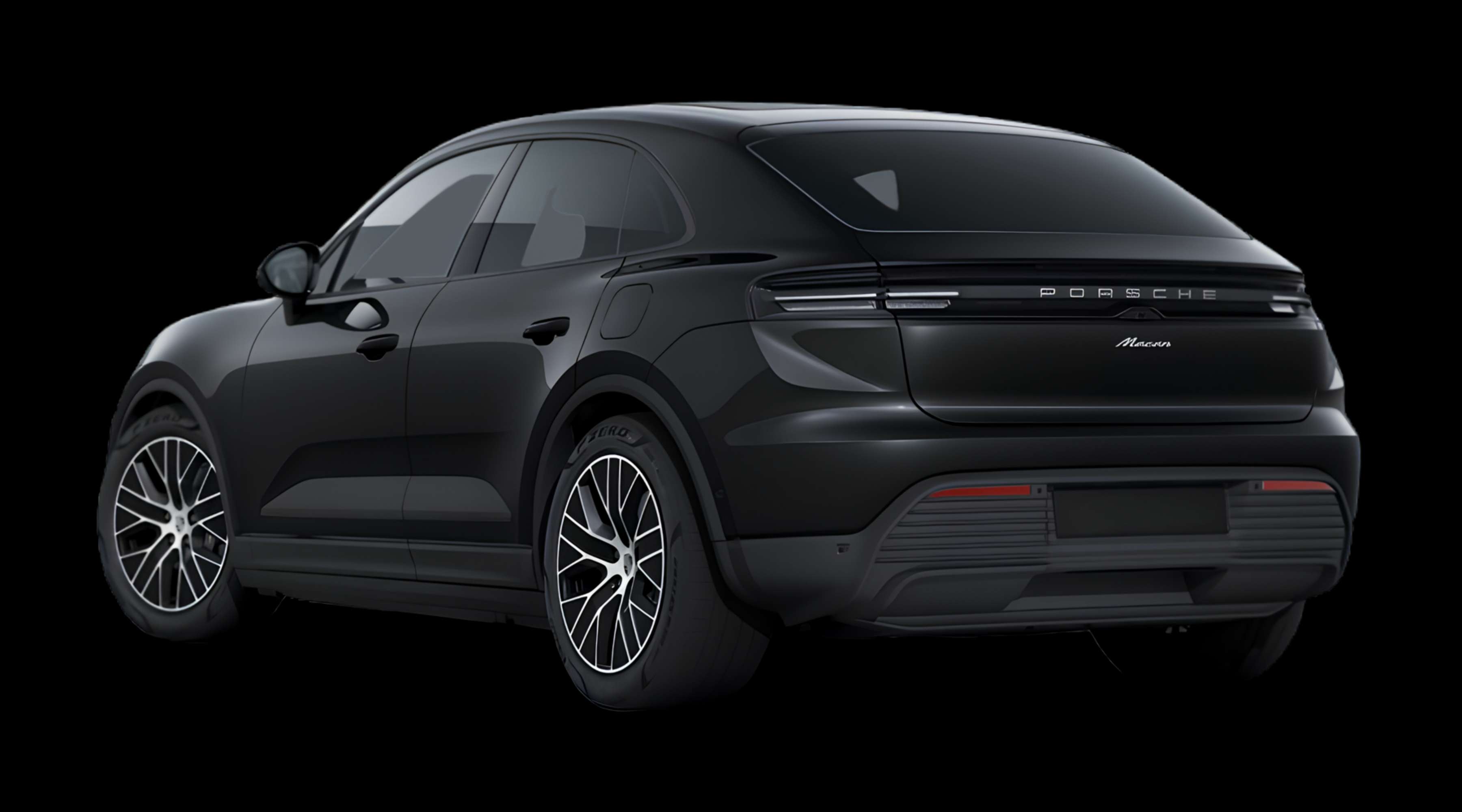 Schräge Heckansicht eines Porsche Macan, freigestellt