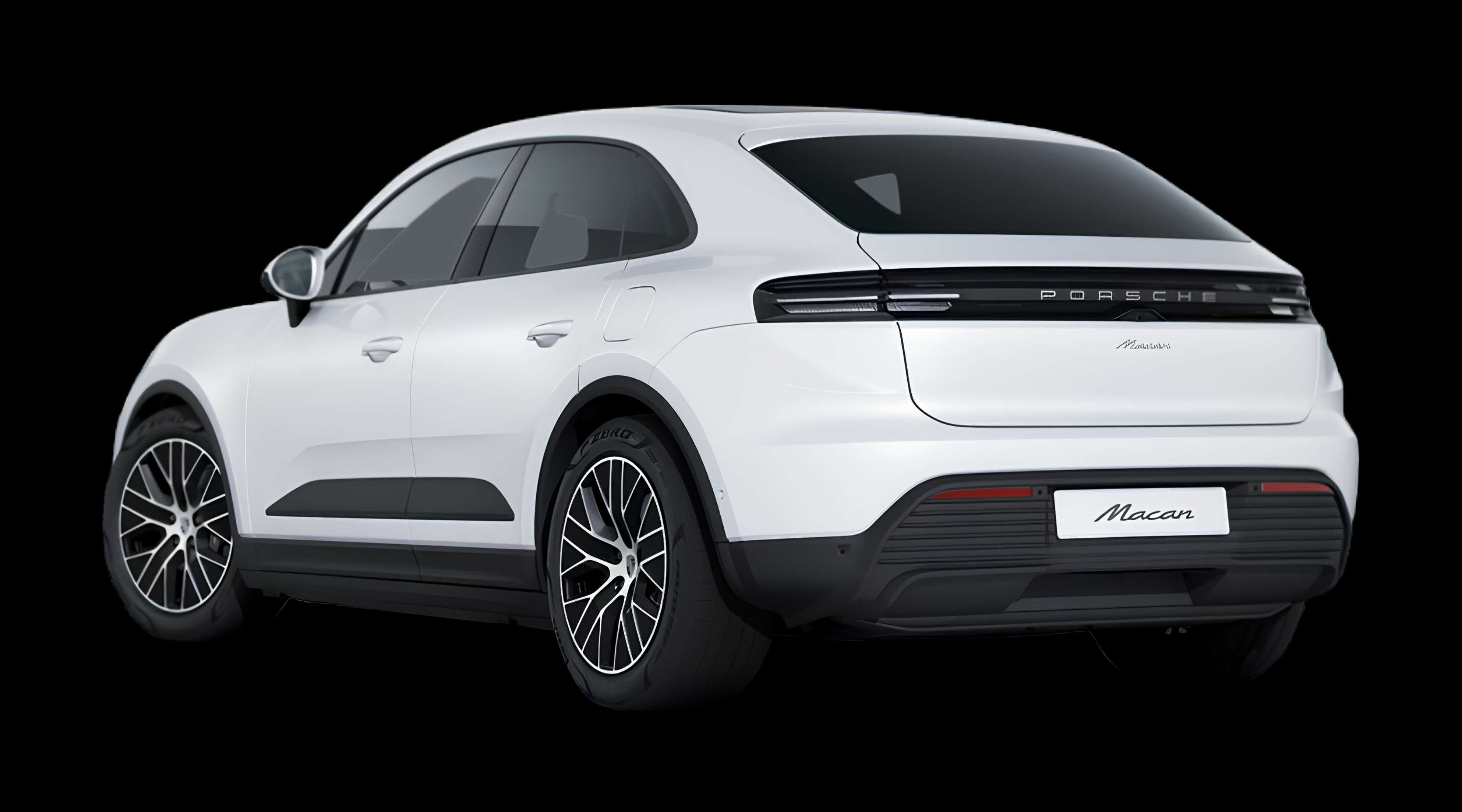 Schräge Heckansicht eines Porsche Macan, freigestellt