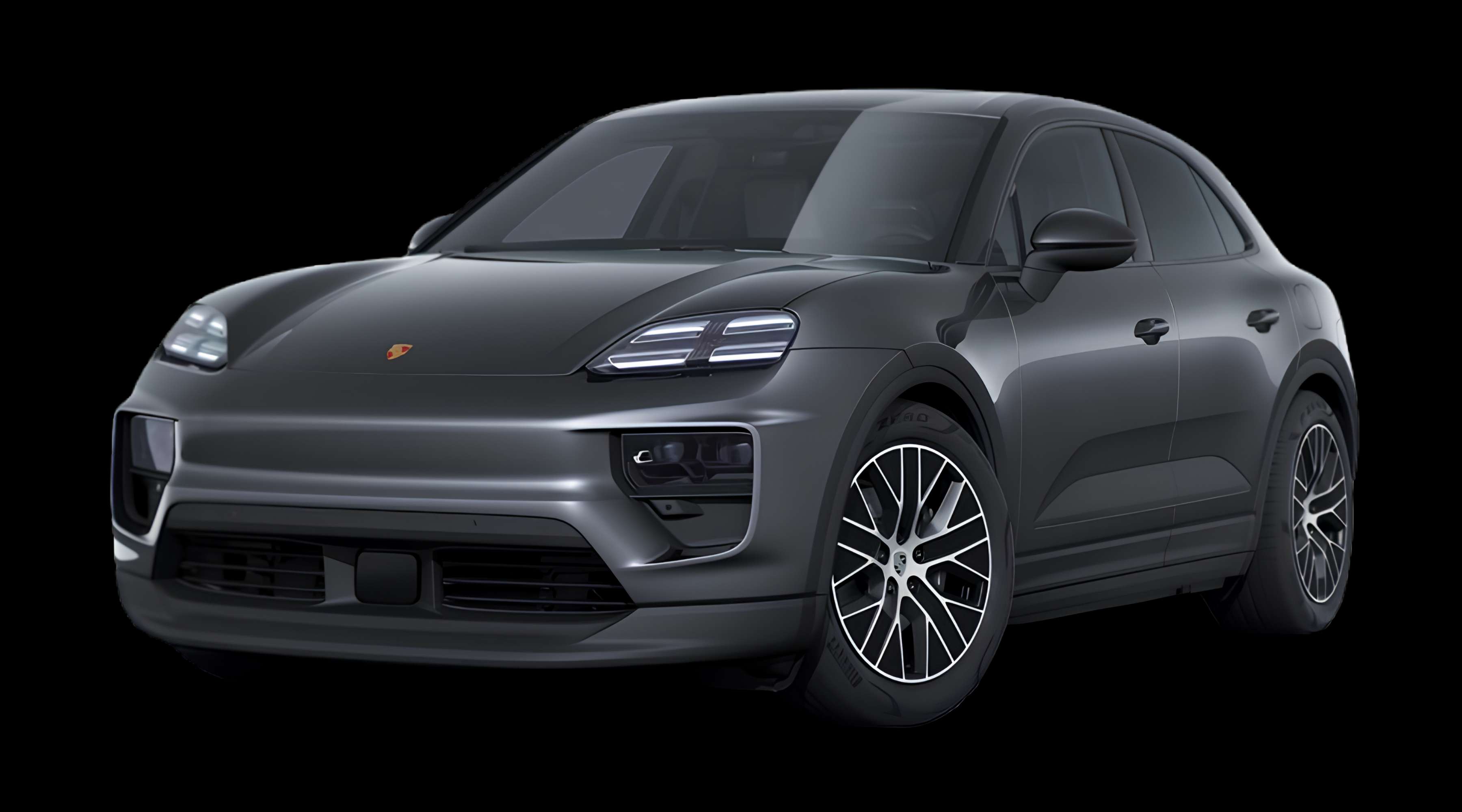 Schräge Frontansicht eines Porsche Macan, freigestellt