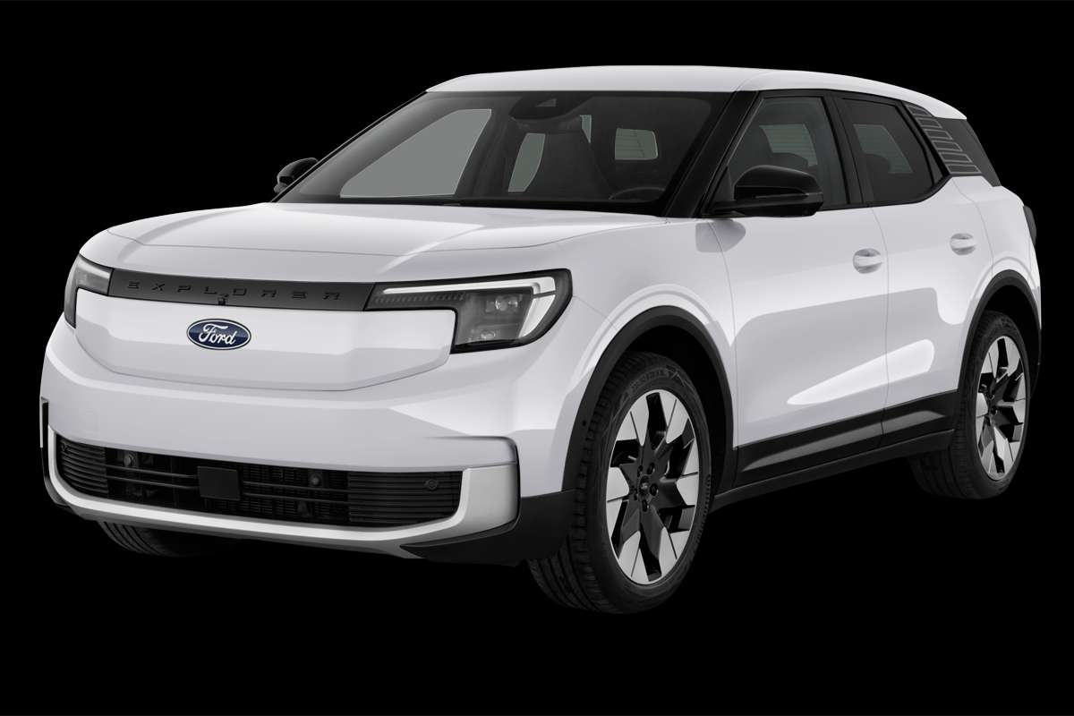 Schräge Frontansicht eines Ford Explorer, freigestellt