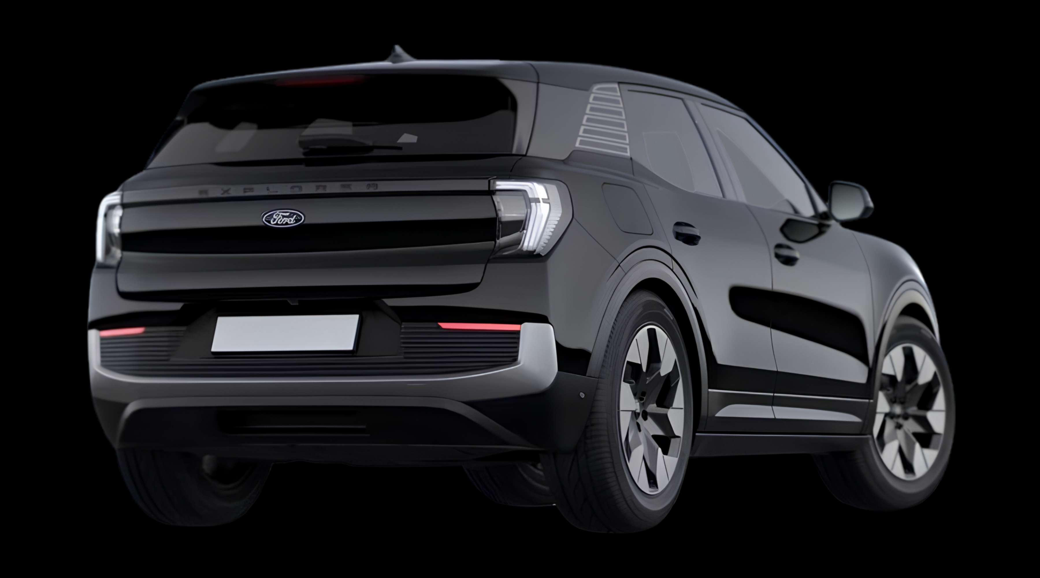 Schräge Heckansicht eines Ford Explorer, freigestellt