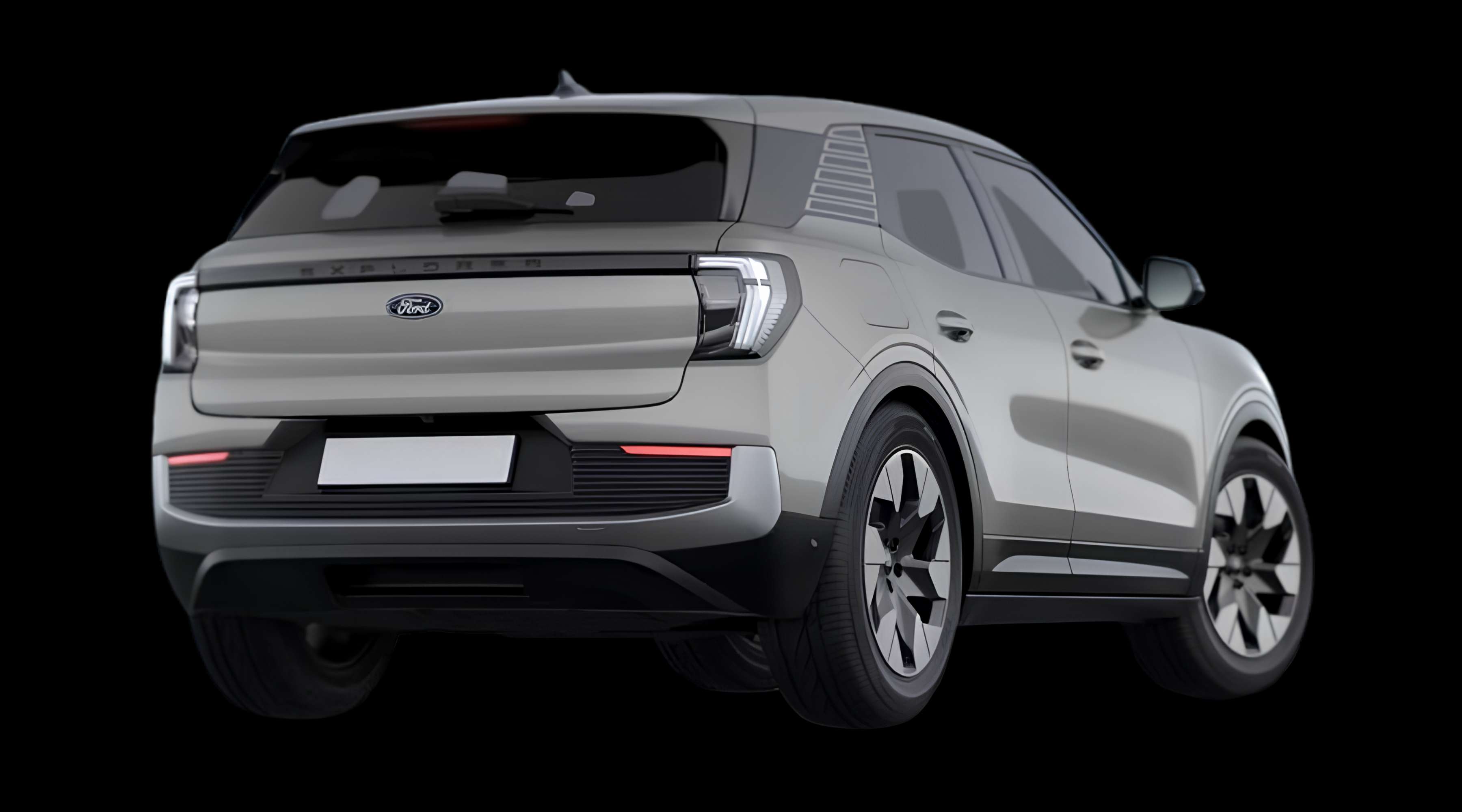 Schräge Heckansicht eines Ford Explorer, freigestellt
