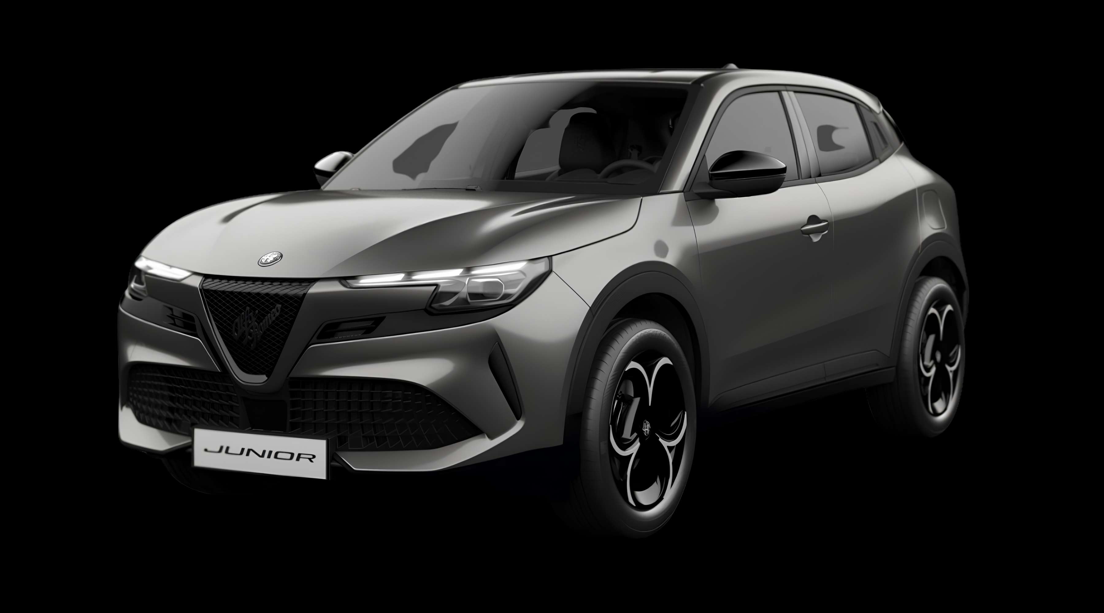 Schräge Frontansicht eines Alfa Romeo Junior, freigestellt