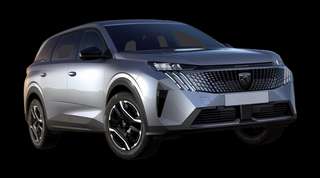 Schräge Frontansicht auf einen Peugeot 5008 Allure, freigestellt