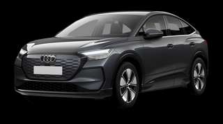Schräge Frontansicht auf einen Audi Q4 Sportback e-tron , freigestellt