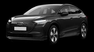 Schräge Frontansicht auf einen Audi Q4 Sportback e-tron , freigestellt