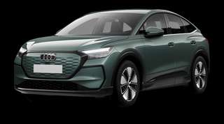 Schräge Frontansicht auf einen Audi Q4 Sportback e-tron , freigestellt