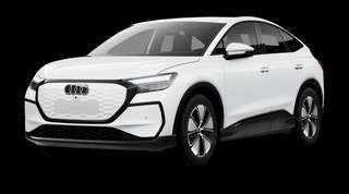 Schräge Frontansicht auf einen Audi Q4 Sportback e-tron , freigestellt