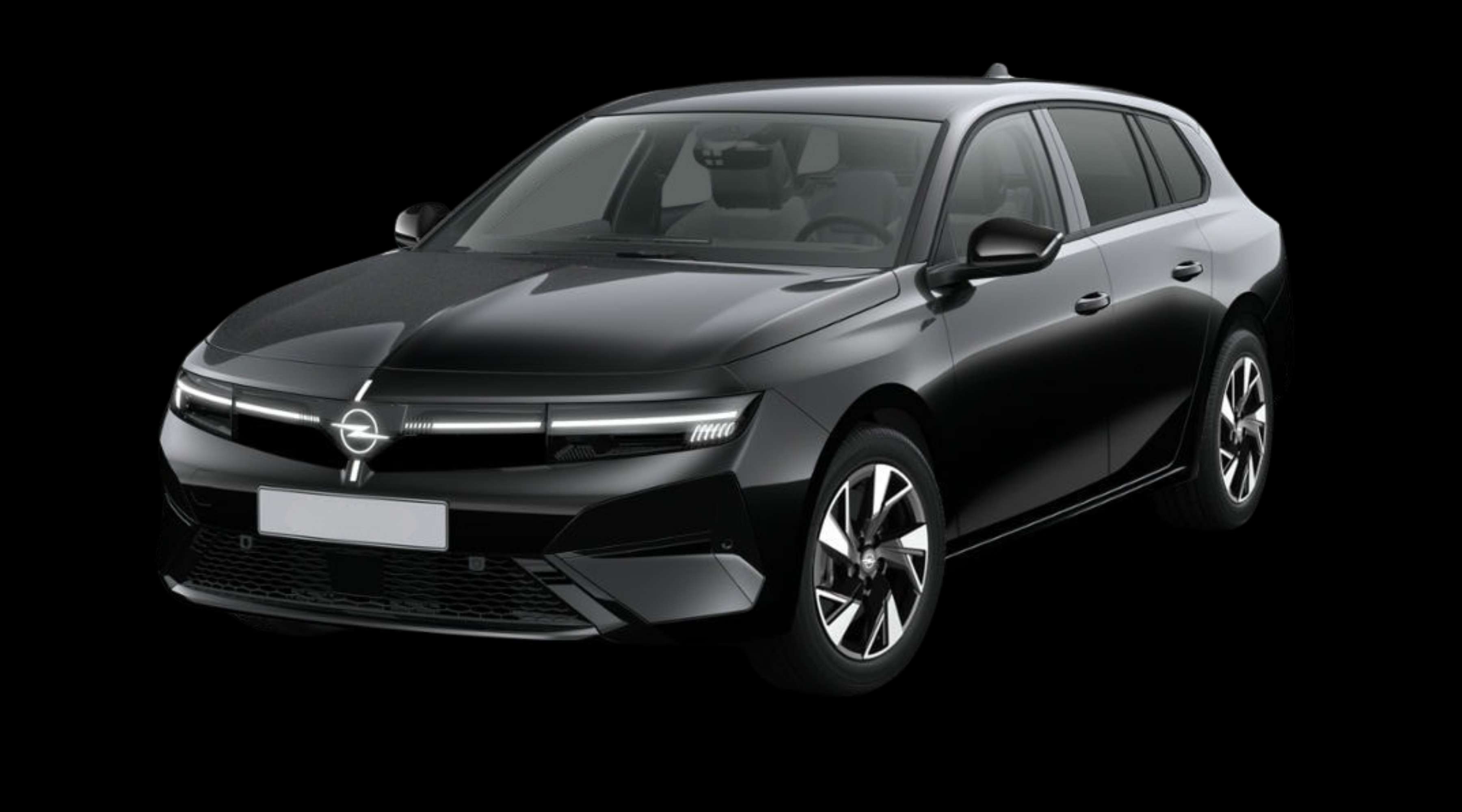 Schräge Frontansicht eines Opel Astra Electric, freigestellt