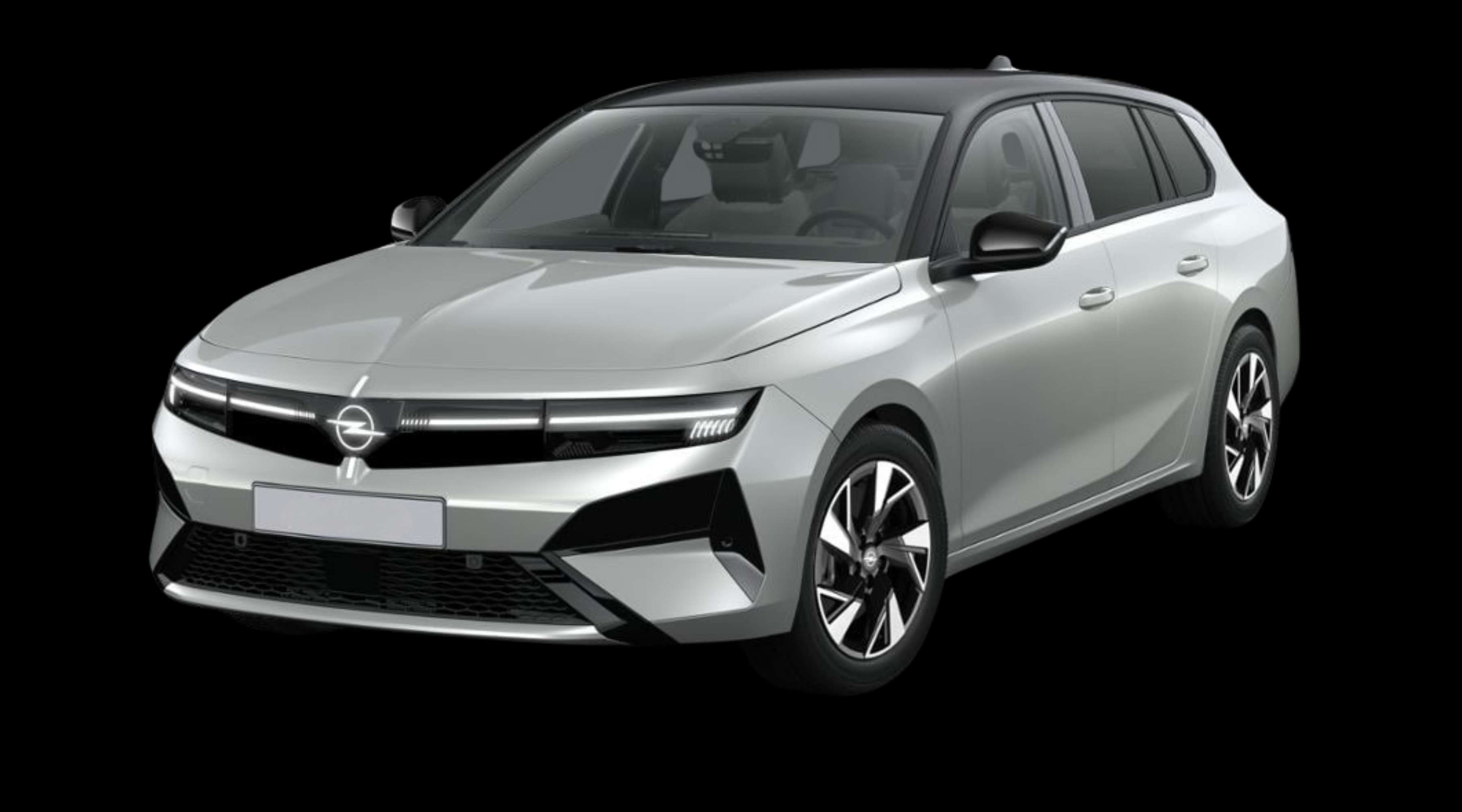 Schräge Frontansicht eines Opel Astra Electric, freigestellt