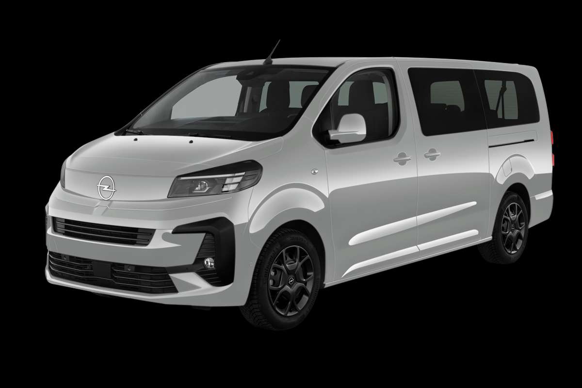 Schräge Frontansicht eines Opel Zafira Electric, freigestellt
