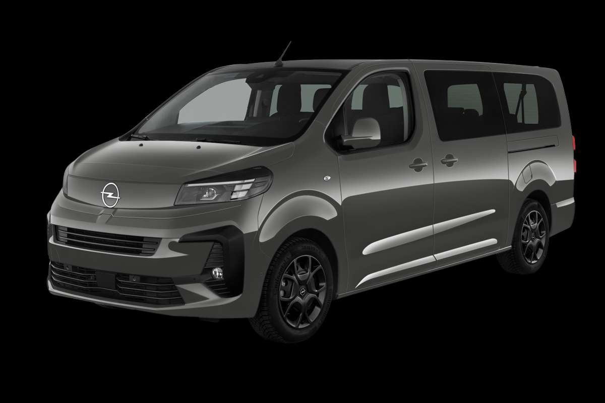 Schräge Frontansicht eines Opel Zafira Electric, freigestellt