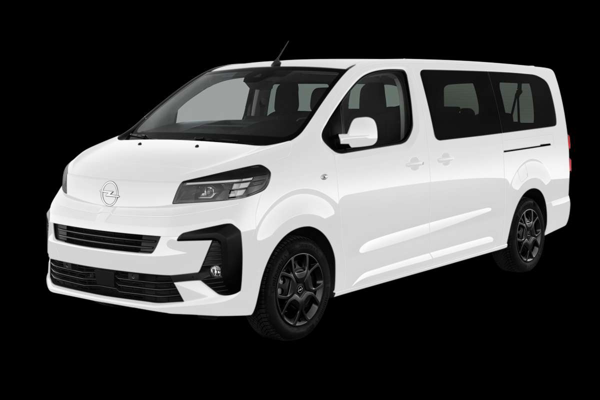 Schräge Frontansicht eines Opel Zafira Electric, freigestellt