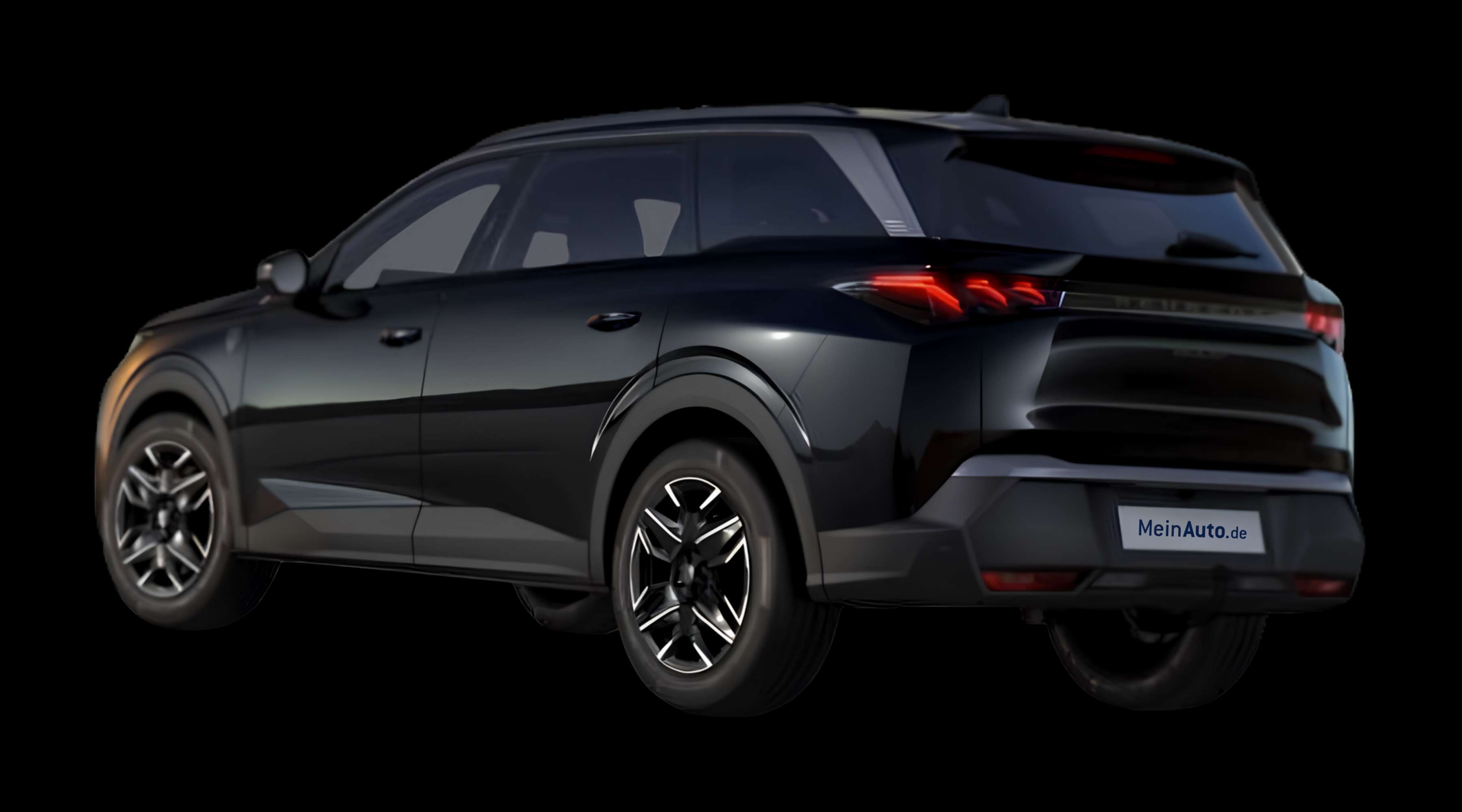 Schräge Heckansicht eines Peugeot 5008, freigestellt