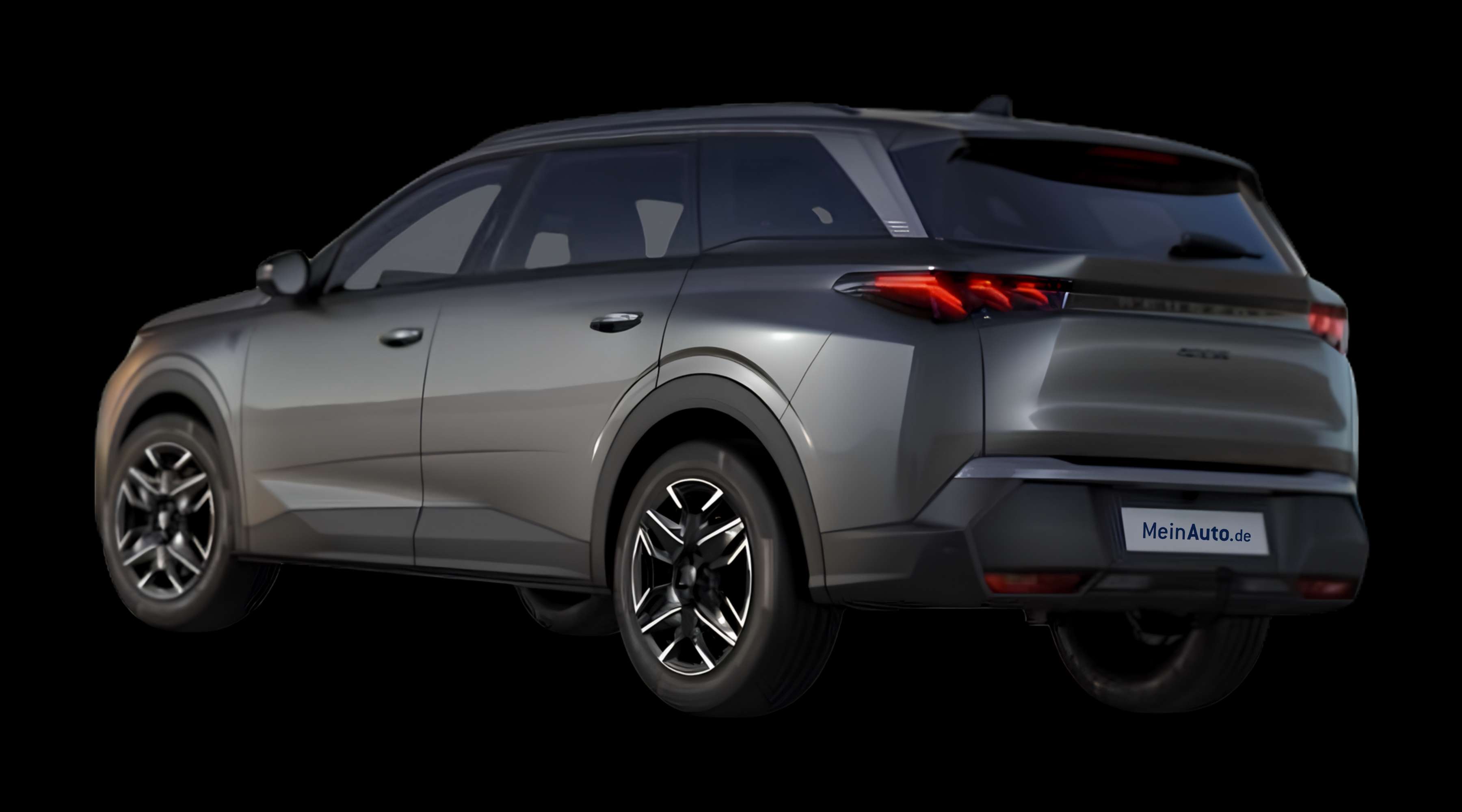 Schräge Heckansicht eines Peugeot 5008, freigestellt