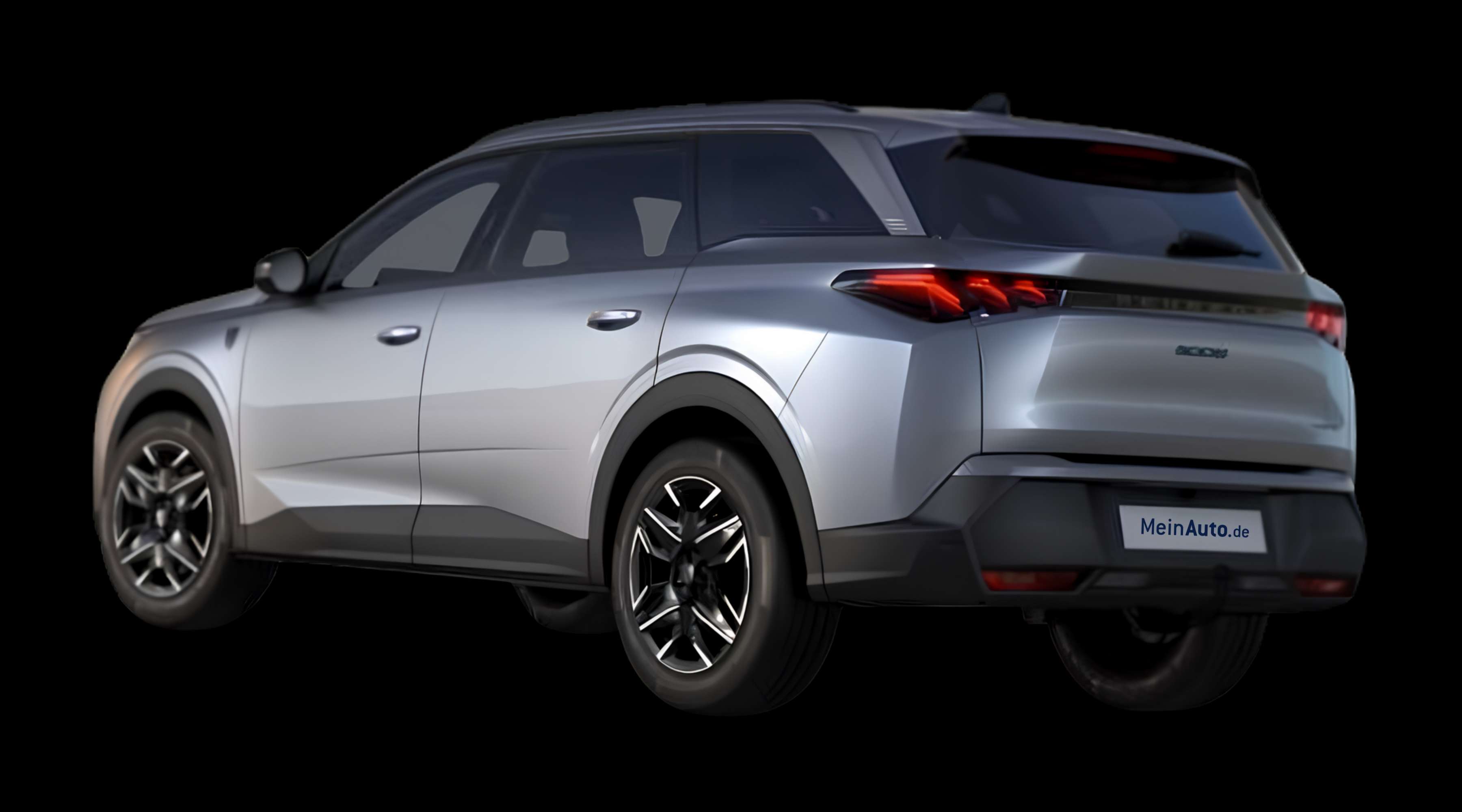 Schräge Heckansicht eines Peugeot 5008, freigestellt