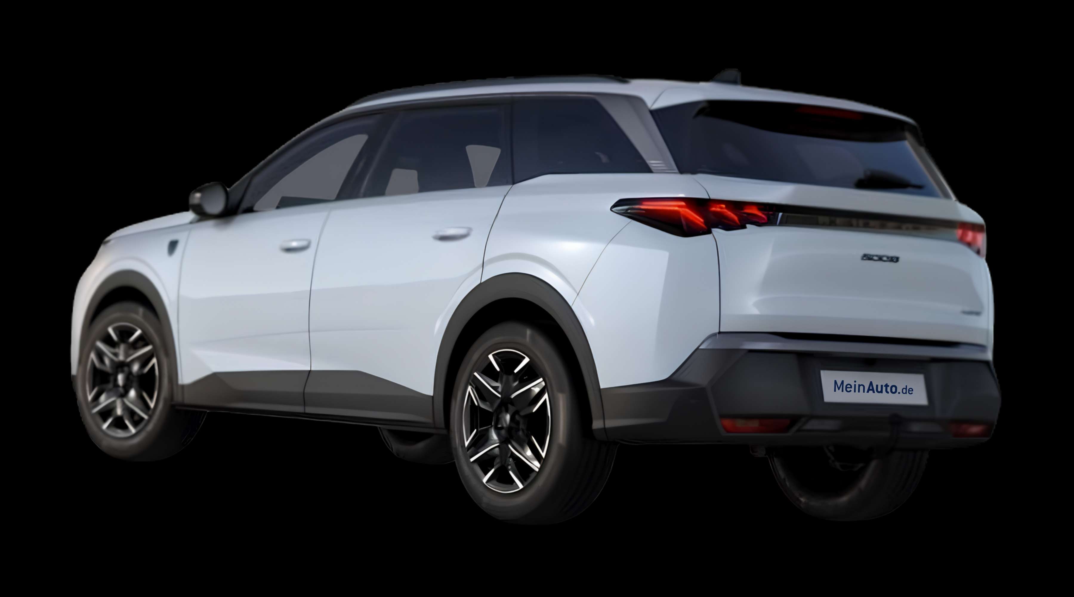 Schräge Heckansicht eines Peugeot 5008, freigestellt