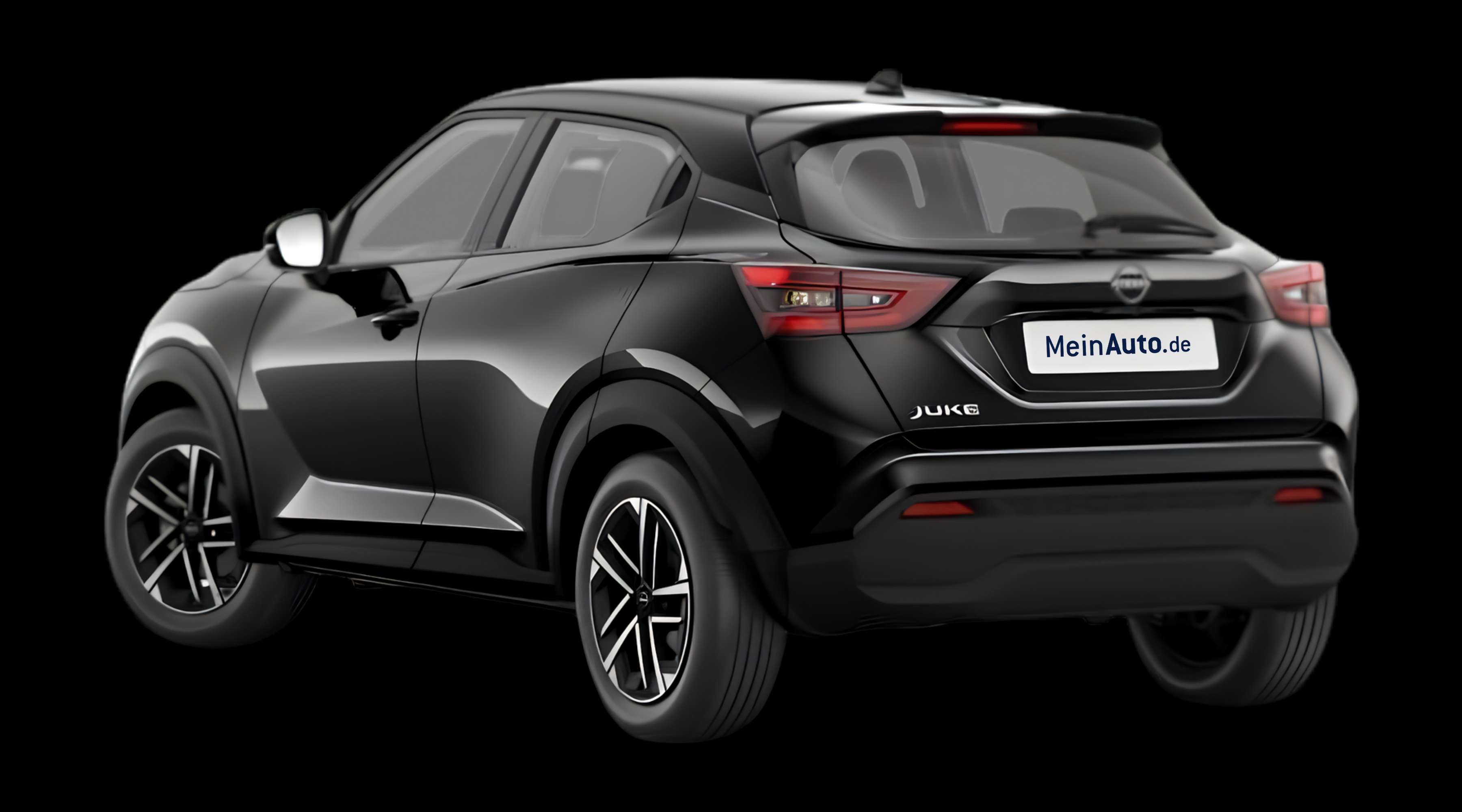 Schräge Heckansicht eines Nissan JUKE, freigestellt