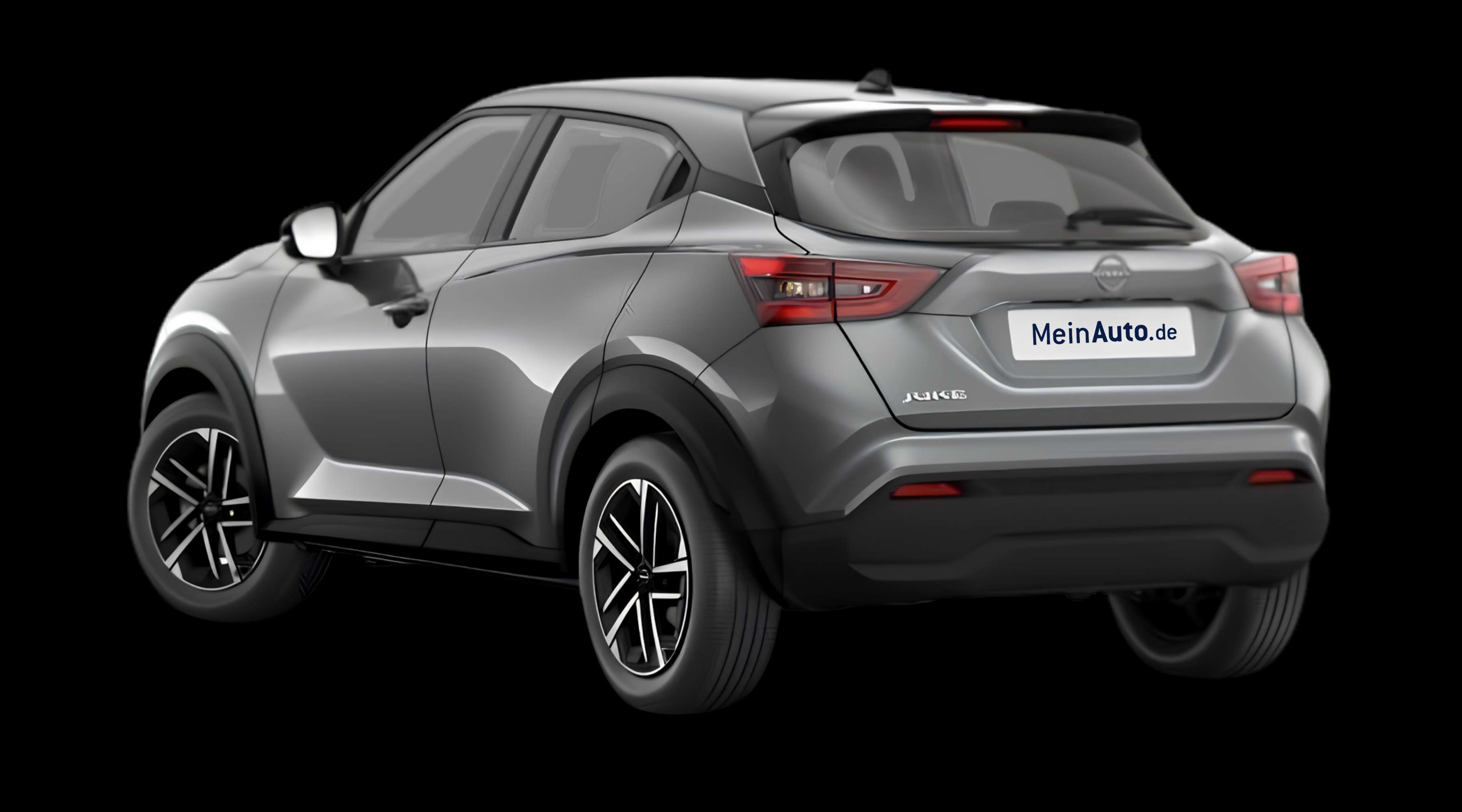 Schräge Heckansicht eines Nissan JUKE, freigestellt