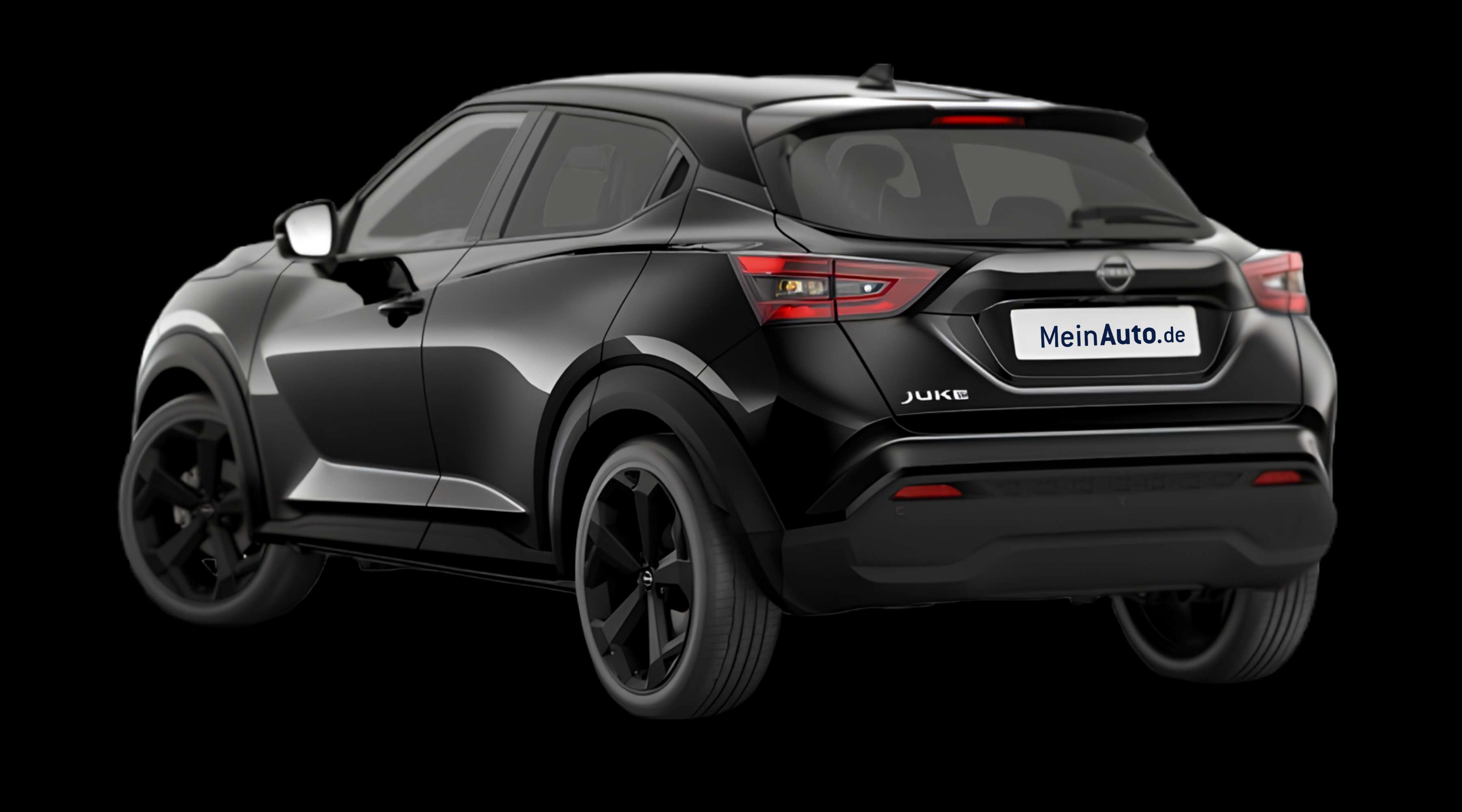 Schräge Heckansicht eines Nissan JUKE, freigestellt