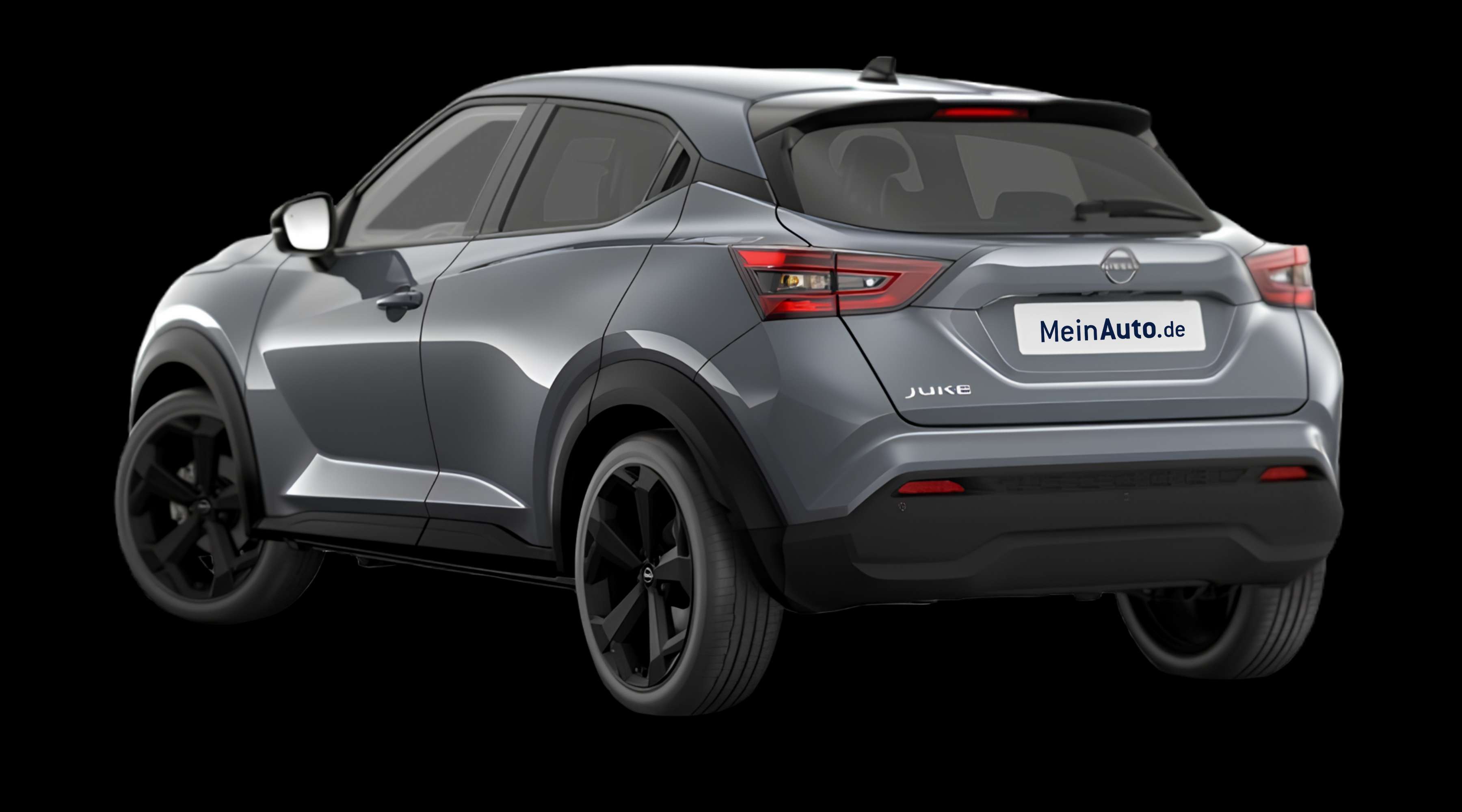 Schräge Heckansicht eines Nissan JUKE, freigestellt