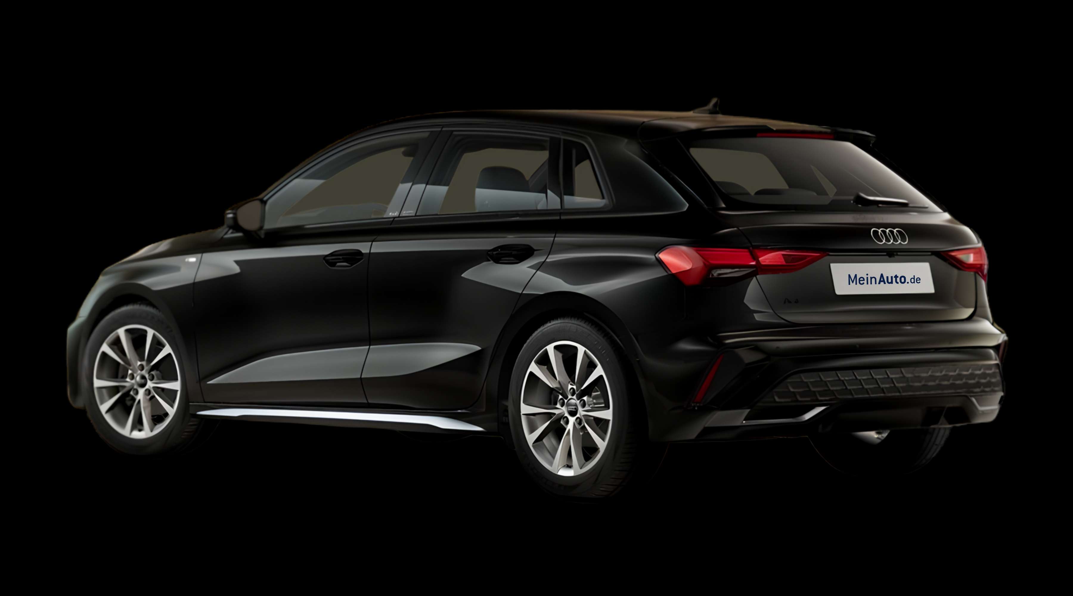 Schräge Heckansicht eines Audi A3, freigestellt