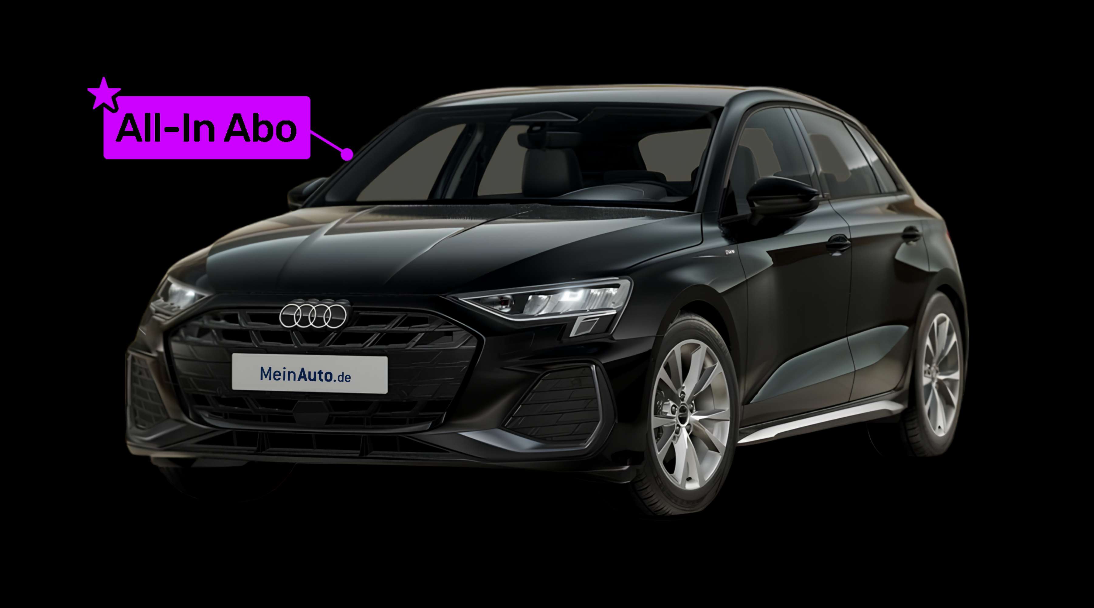 Schräge Frontansicht eines Audi A3, freigestellt