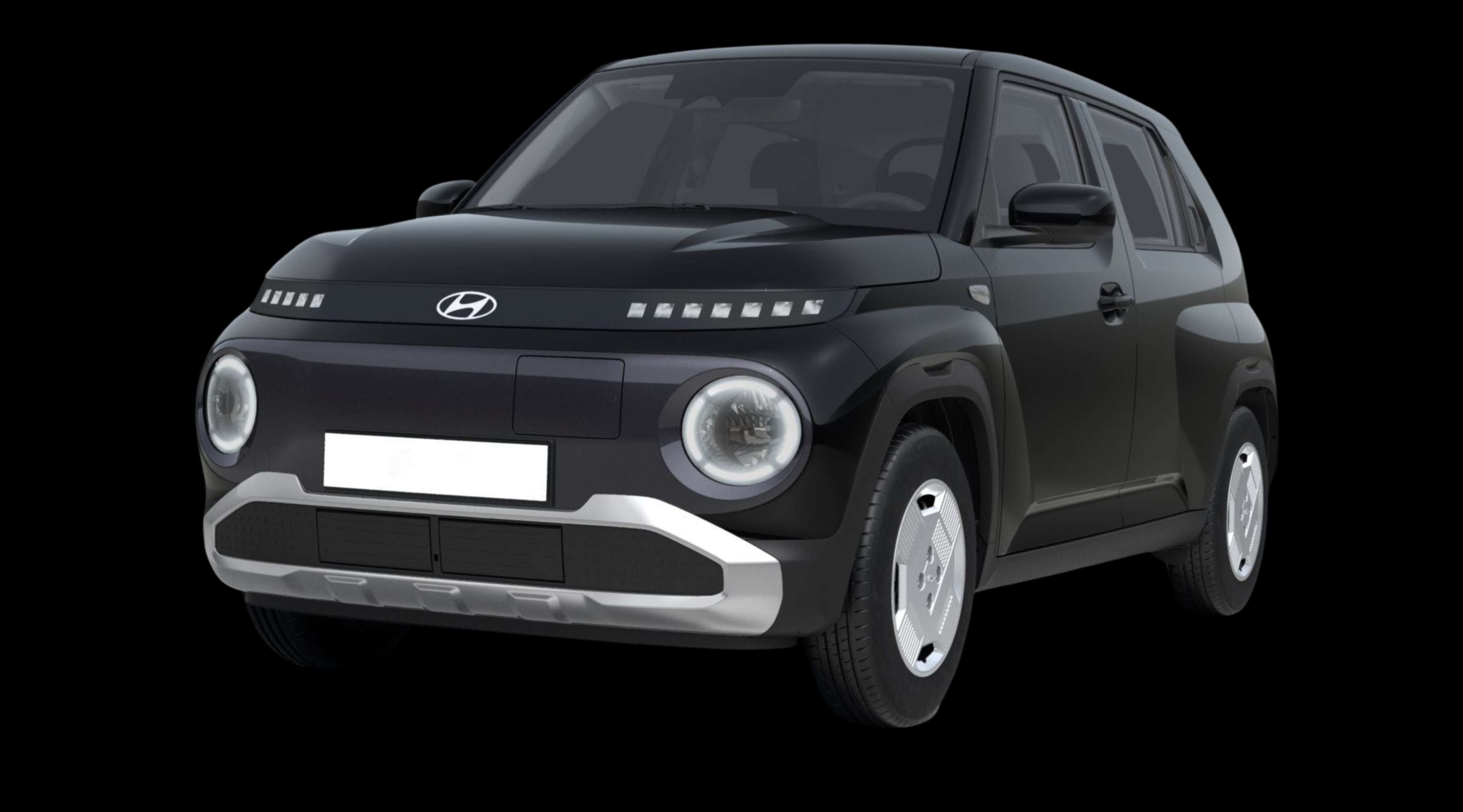 Schräge Frontansicht eines Hyundai Inster, freigestellt