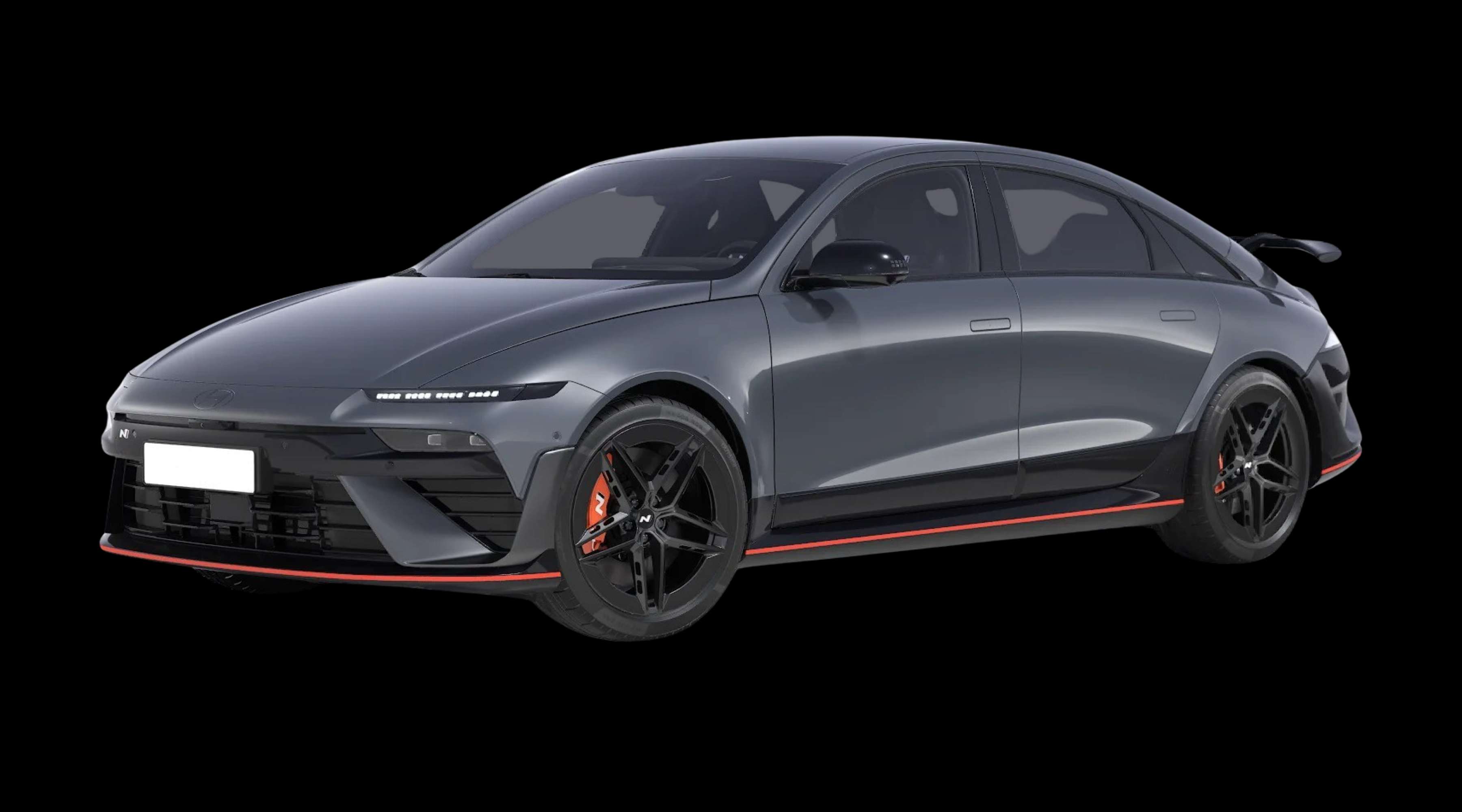 Schräge Frontansicht eines Hyundai IONIQ 6, freigestellt