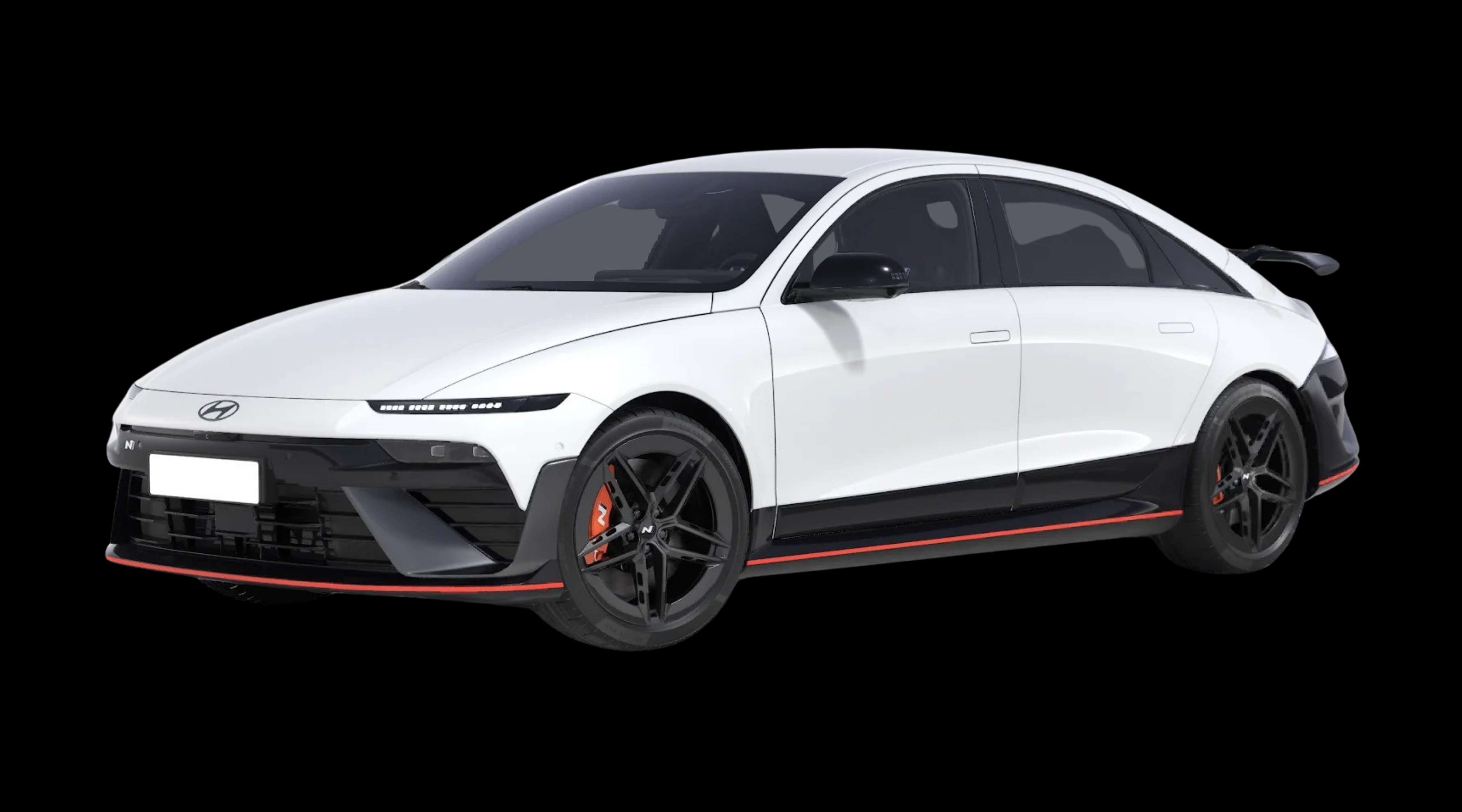 Schräge Frontansicht eines Hyundai IONIQ 6, freigestellt
