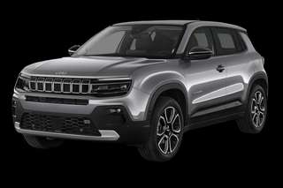 Schräge Frontansicht auf einen Jeep Avenger Summit, freigestellt